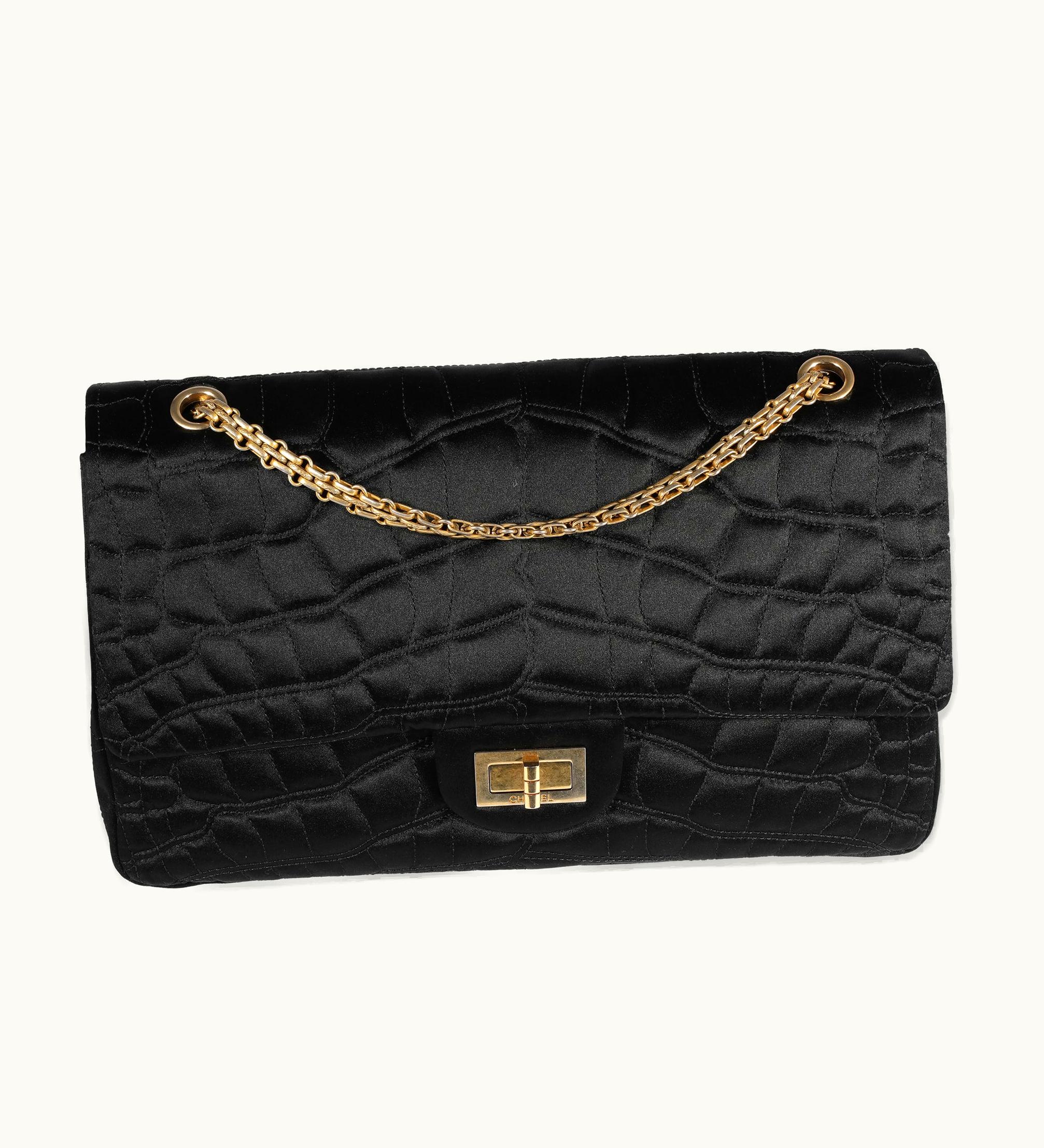 Chanel Chanel Reissue 2.55 227 Crocodile Stitch Double Flap Bag in Black