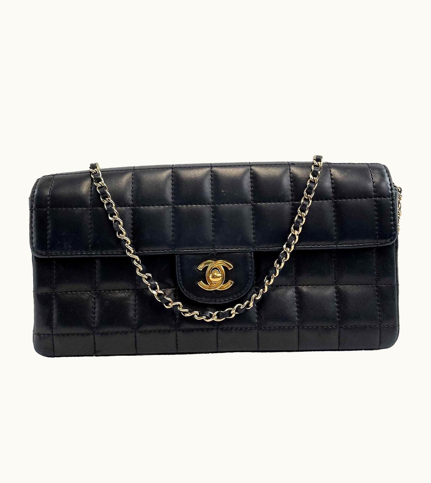 Chanel Chanel Black Vintage Chocolate Bar Bag East West Flap CC Gold Handbag