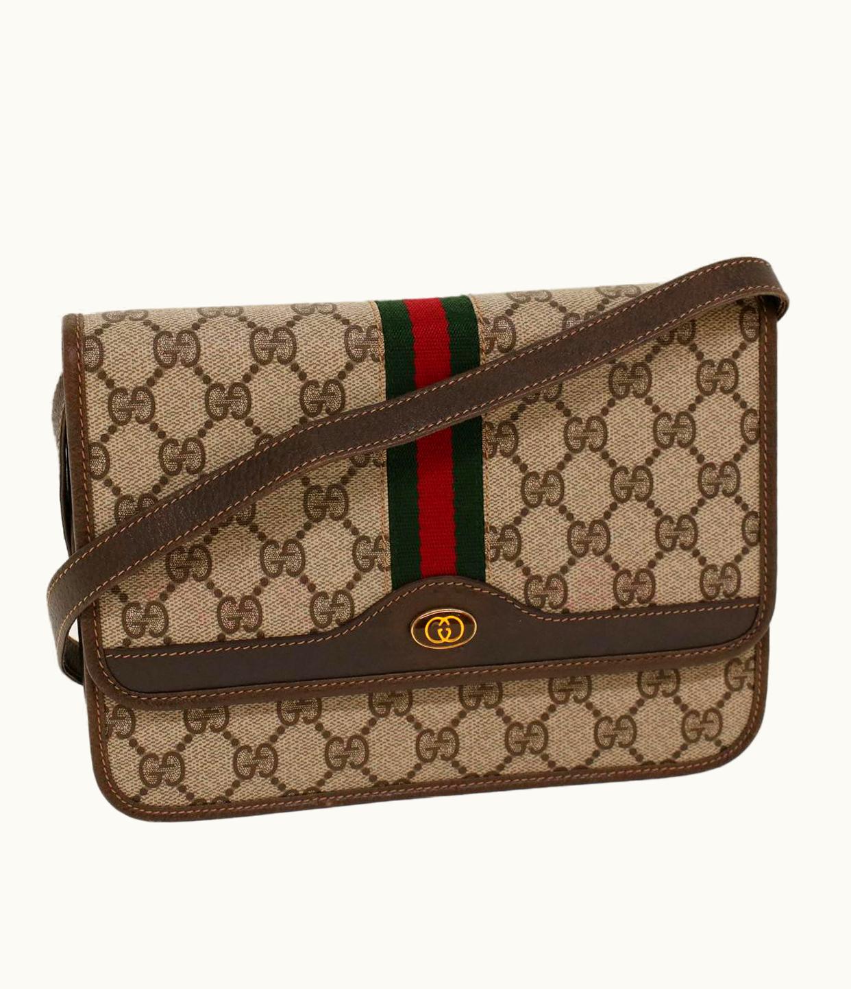 Gucci Gucci GG Canvas Web Sherry Line Shoulder Bag Beige Red Green