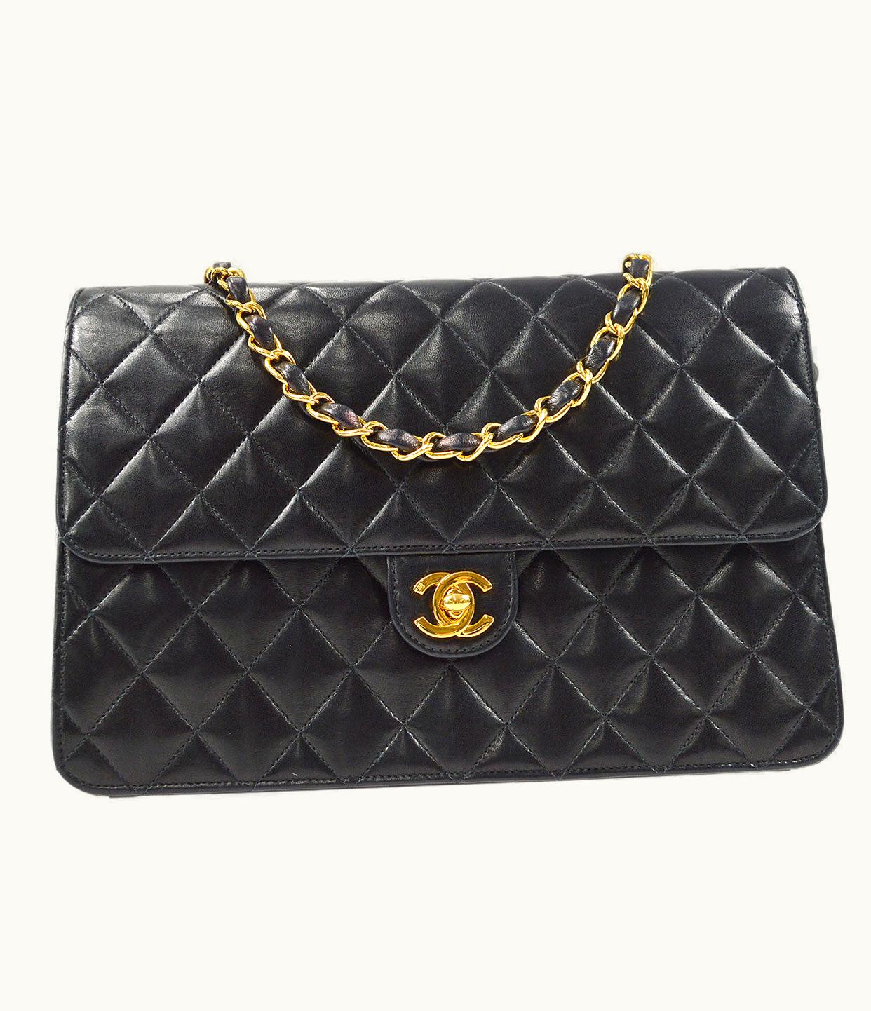 Chanel Chanel Single Chain Shoulder Bag Black Lambskin 66337