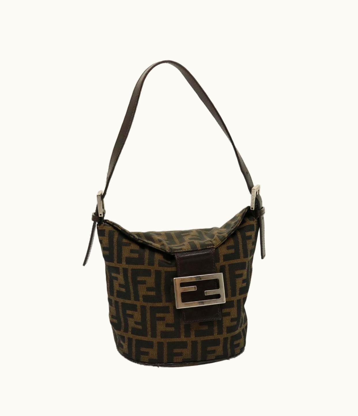 Fendi Fendi Zucca Canvas Mamma Baguette Shoulder Bag Brown Black