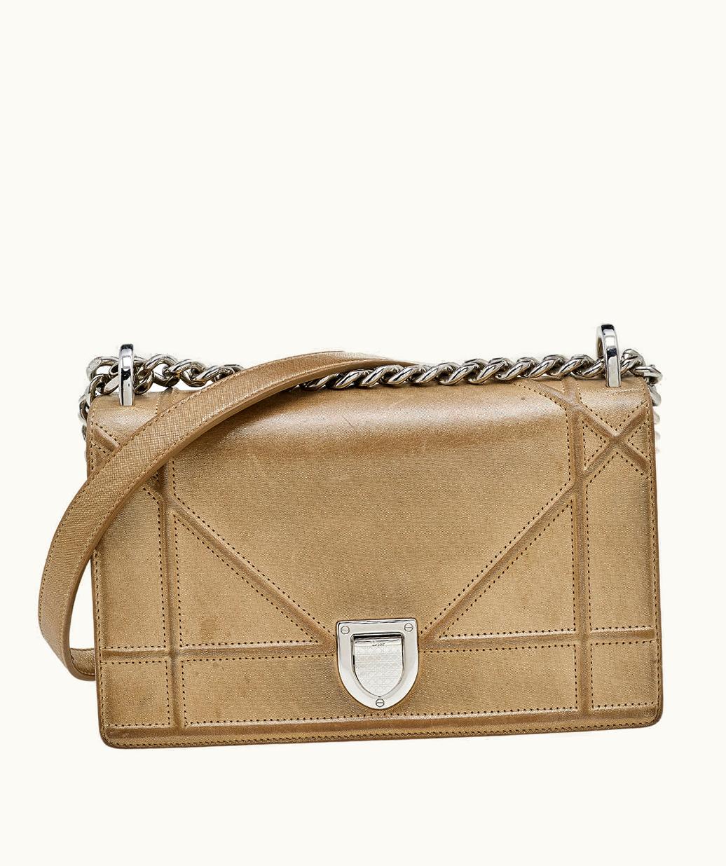 Dior Dior Metallic Gold Suede Small Ama Shoulder Bag