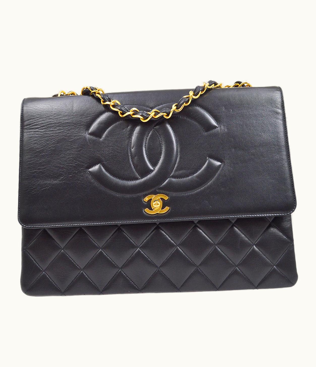 Chanel Chanel 1991-1994 CC Flap Maxi Black Lambskin 65023