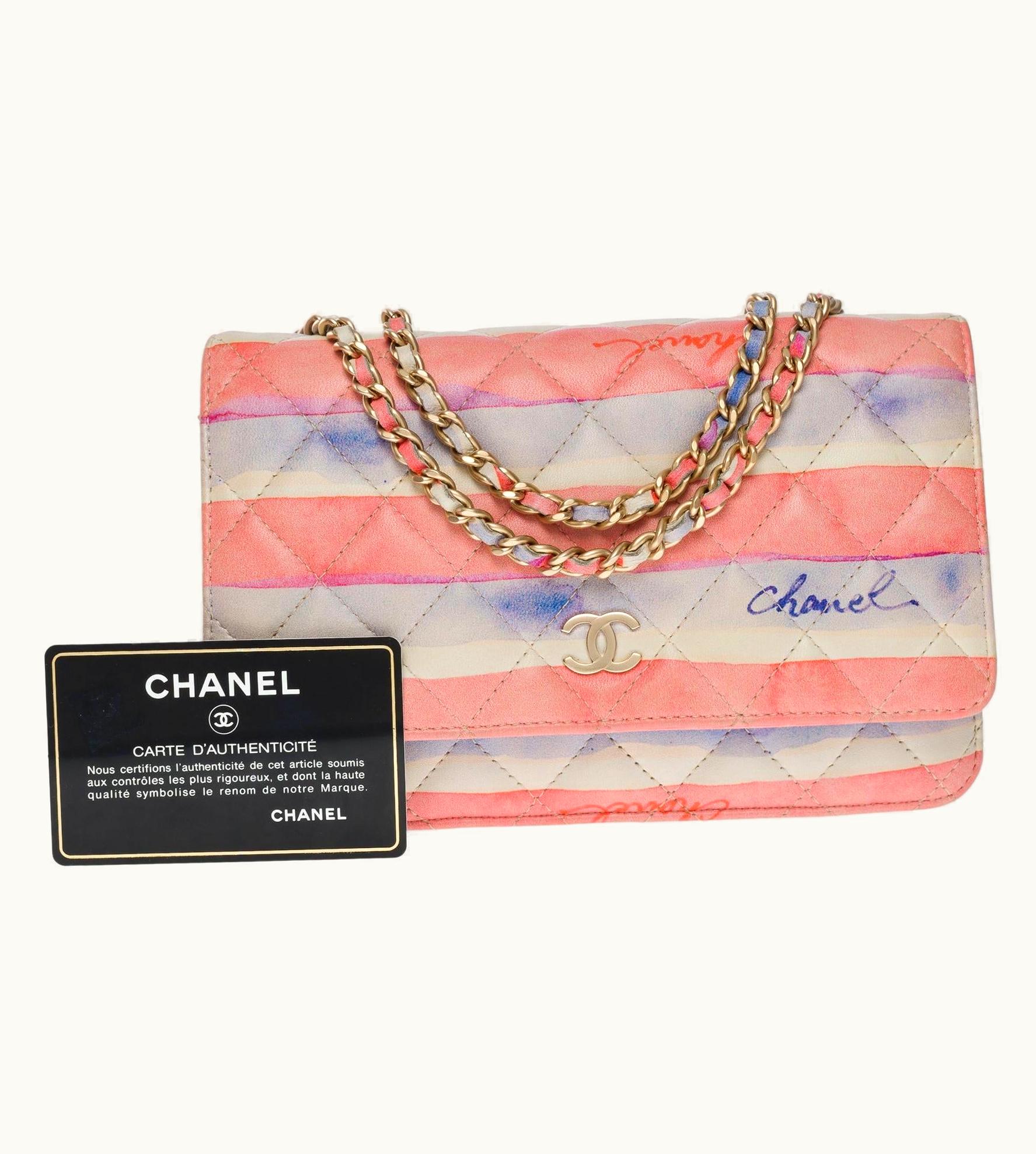 Chanel Chanel Watercolor Wallet On Chain Shoulder Bag In Multicolor Quilted Leather