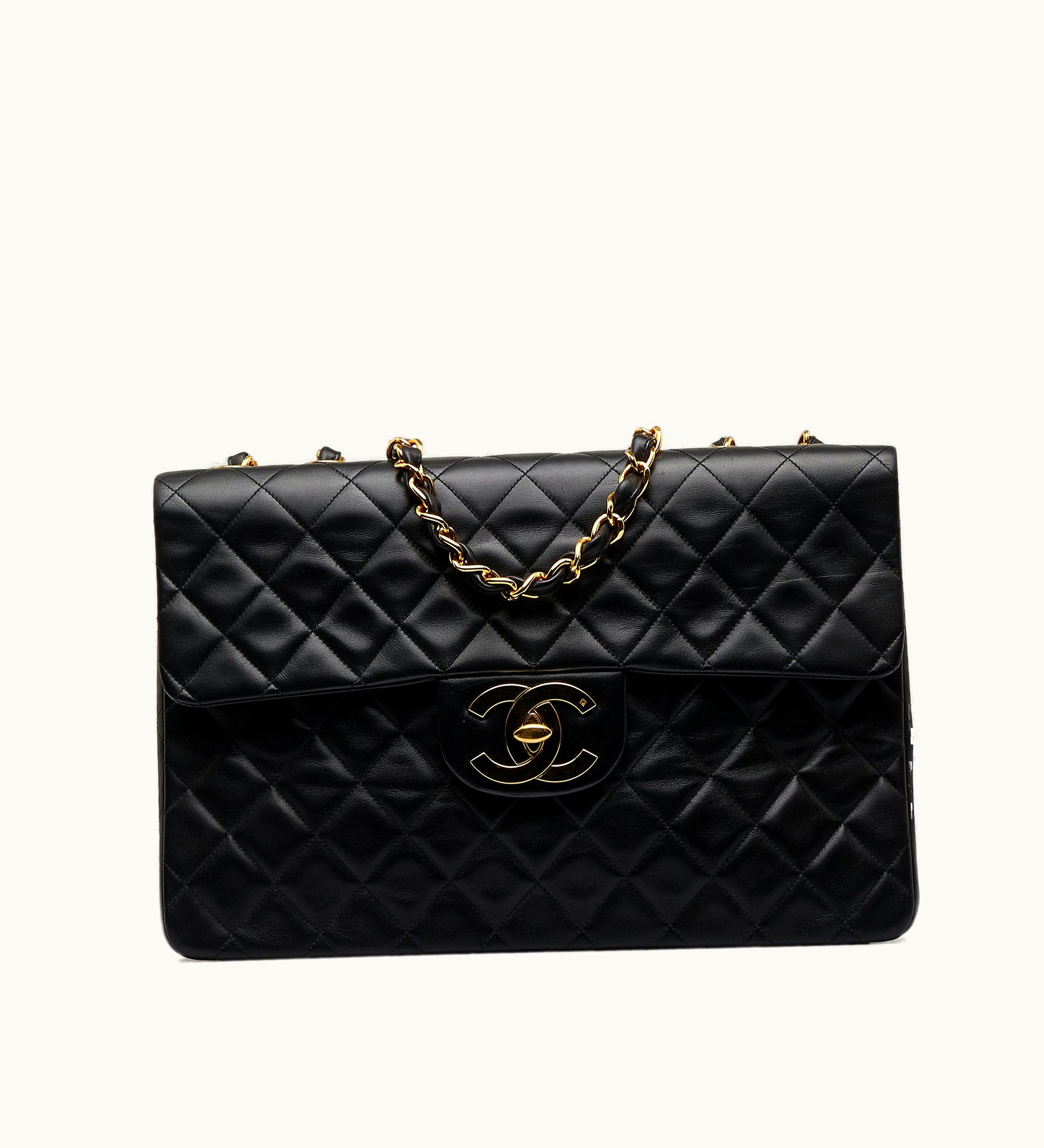 Chanel Chanel Maxi XL Classic Lambskin Single Flap Shoulder Bag in Black