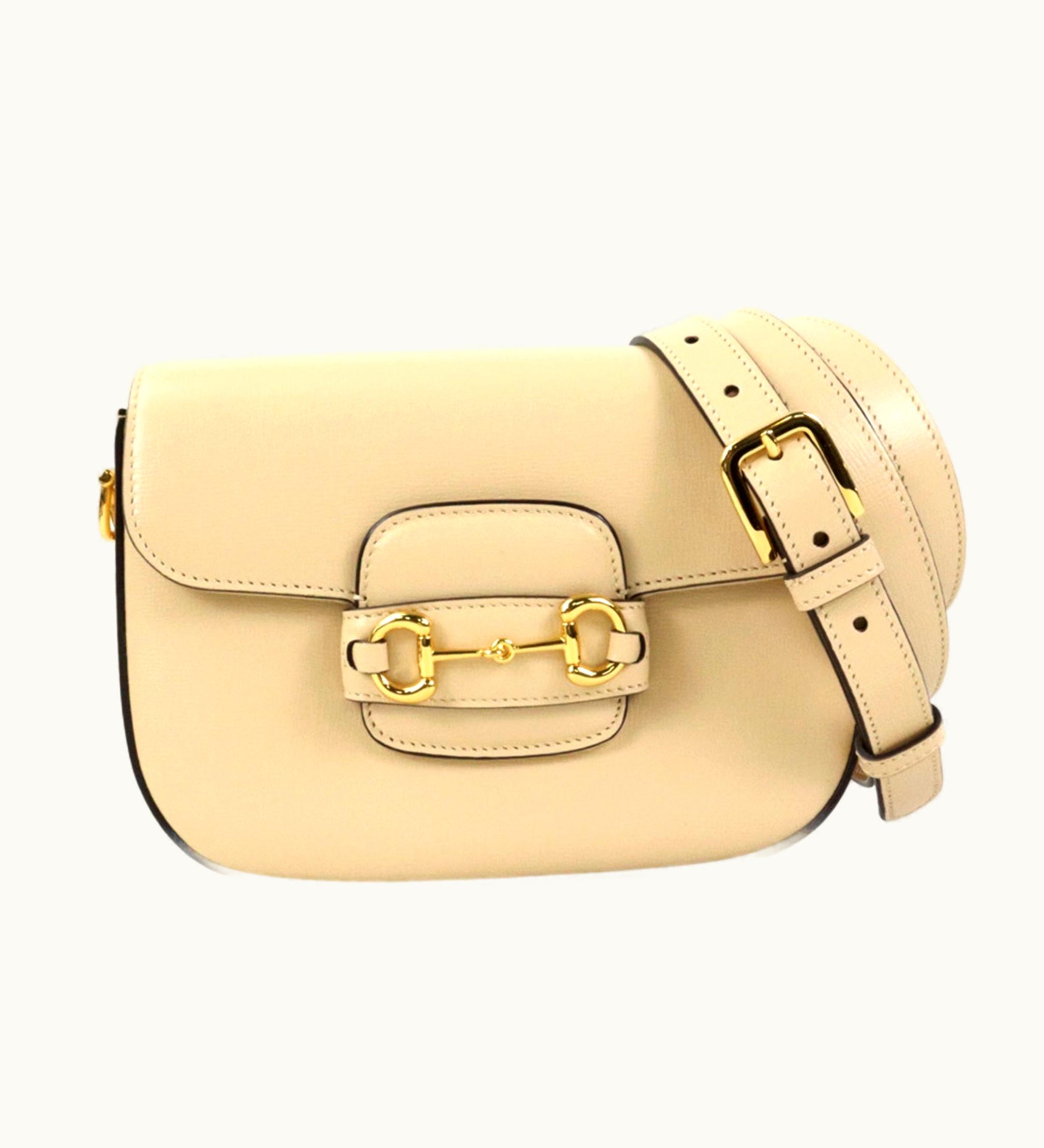 Gucci Crossbody Shoulder Bag Horsebit 1955 Leather Beige Ladies 658574
