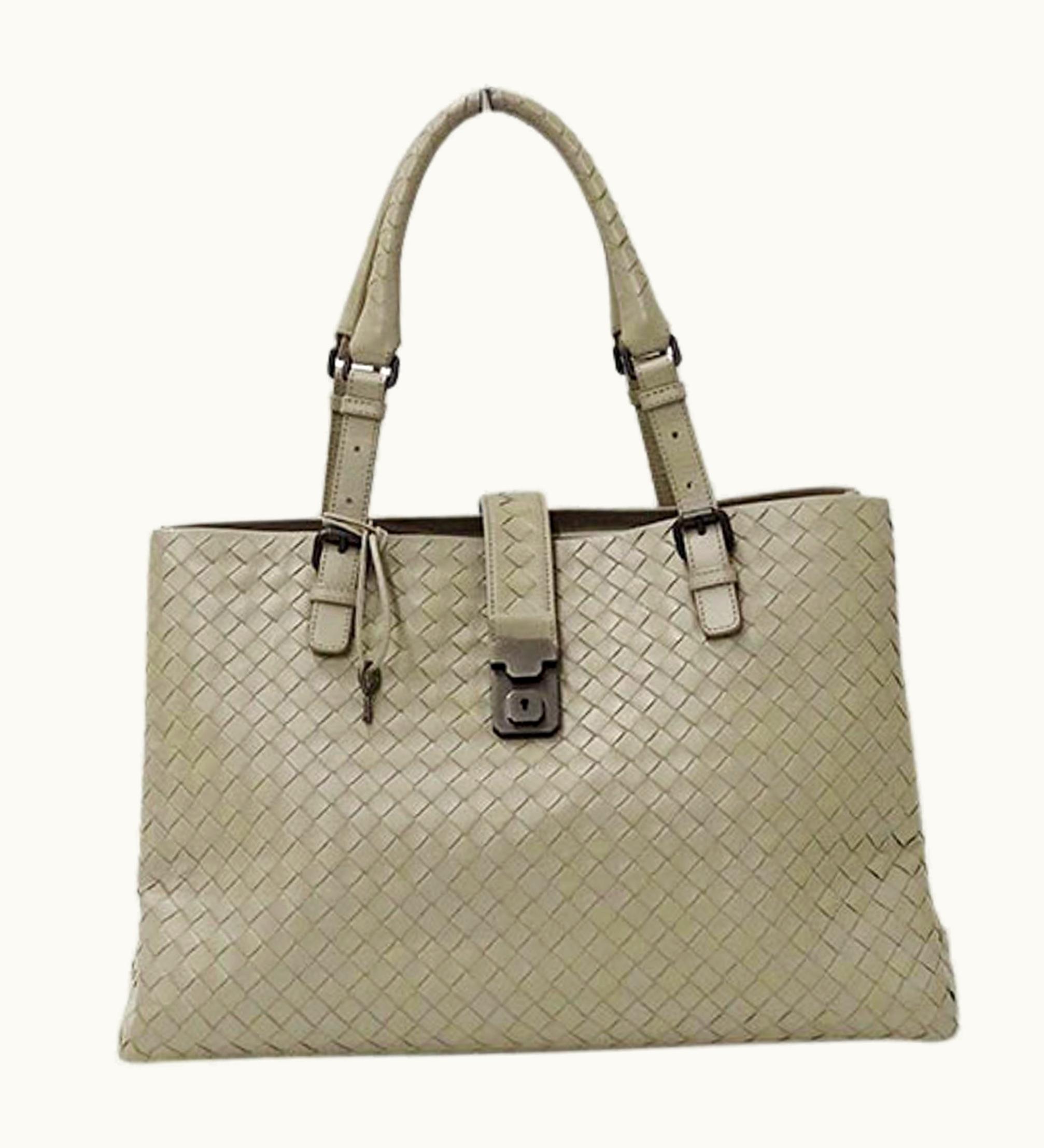 Bottega Veneta Women's Handbag Tote Bag Roma Medium Intrecciato Leather Gray