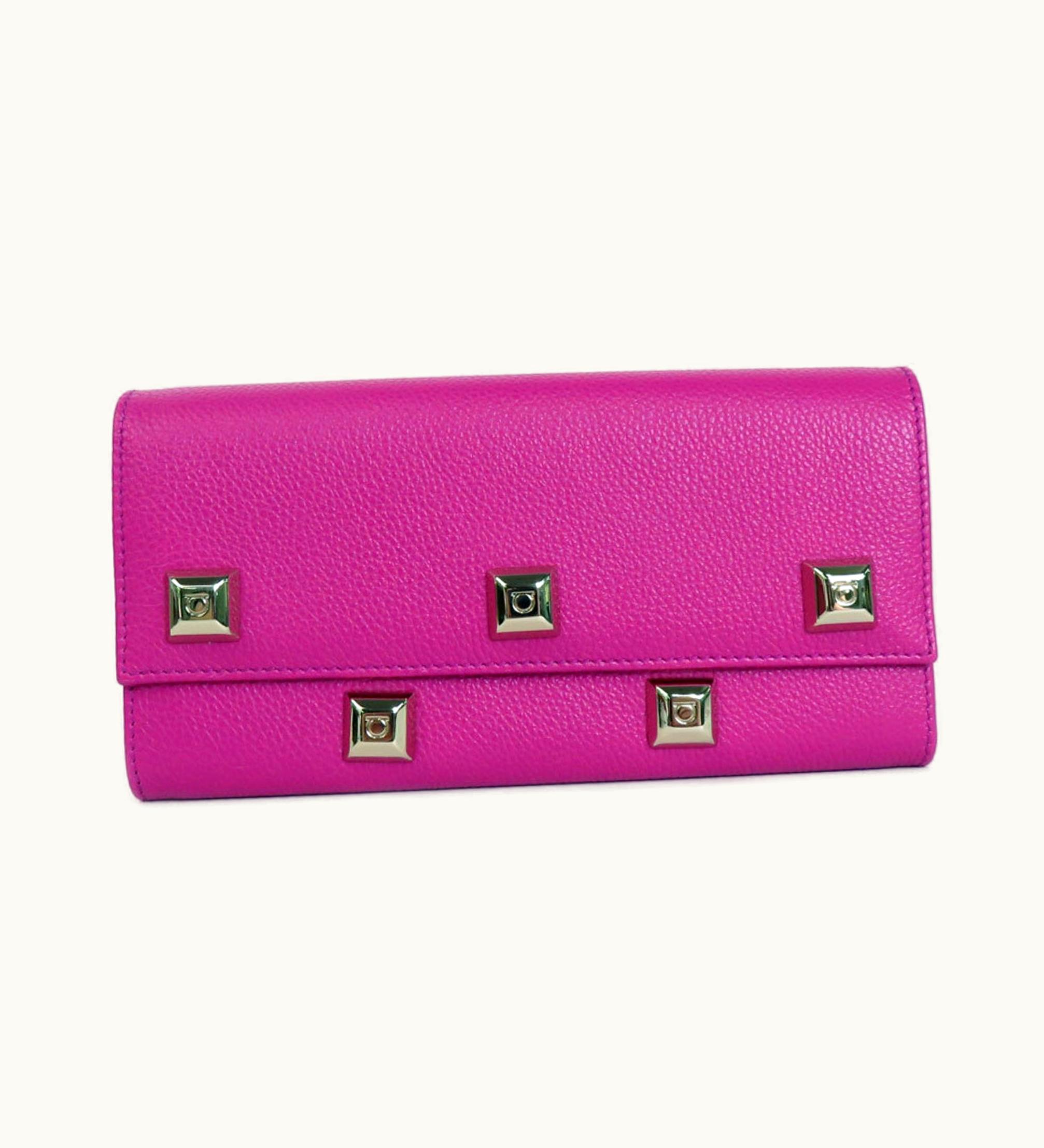 Salvatore Ferragamo Long Wallet Gancini Leather Magenta Women's