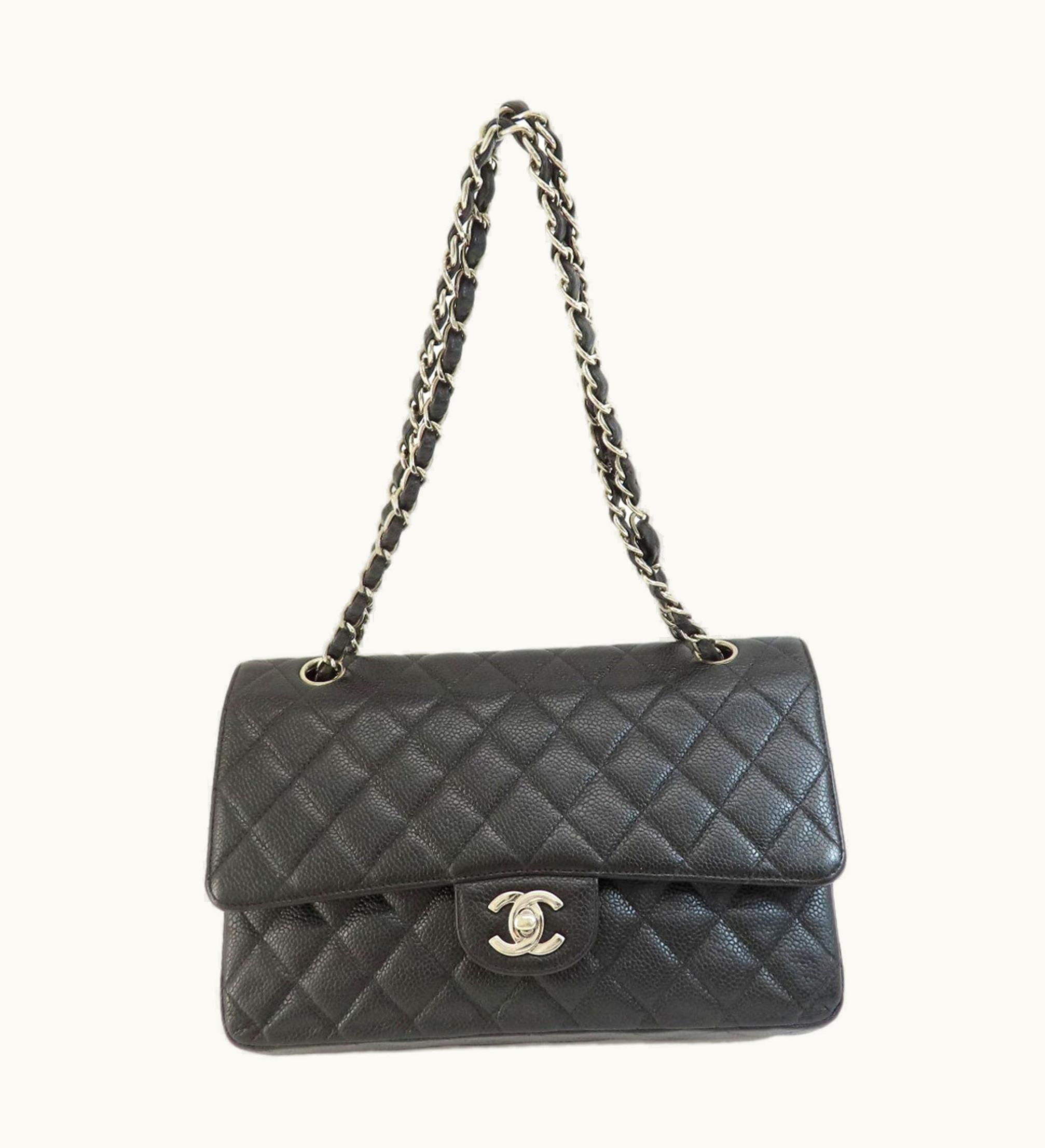 Chanel Chain Shoulder Matelasse Bag Caviar Skin Black Women's