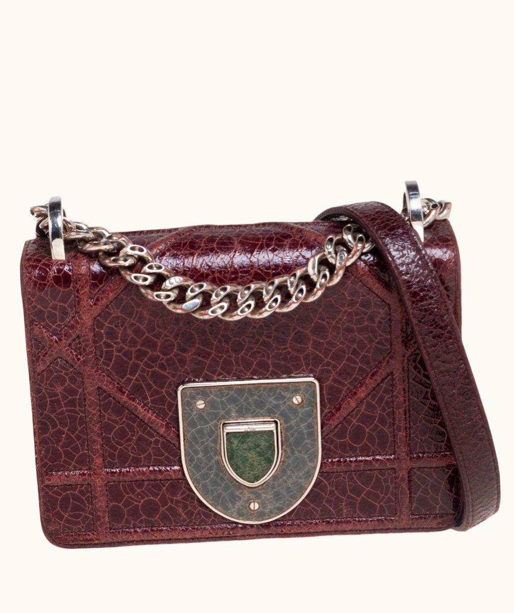 Dior Burgundy Ceramic Effect Leather Ama Club Shoulder Bag