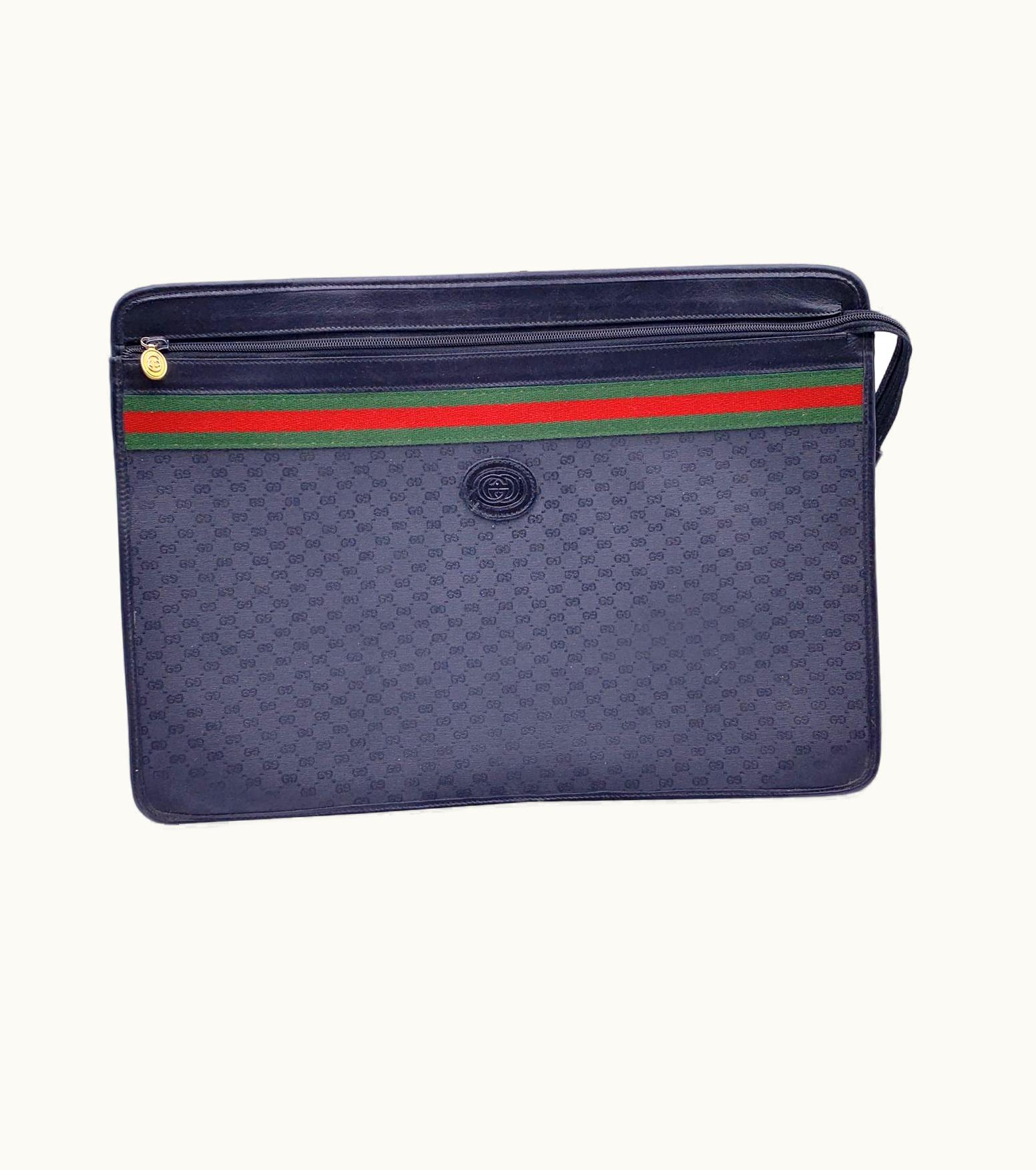 Gucci Vintage Black Monogram Canvas Portfolio Document Holder