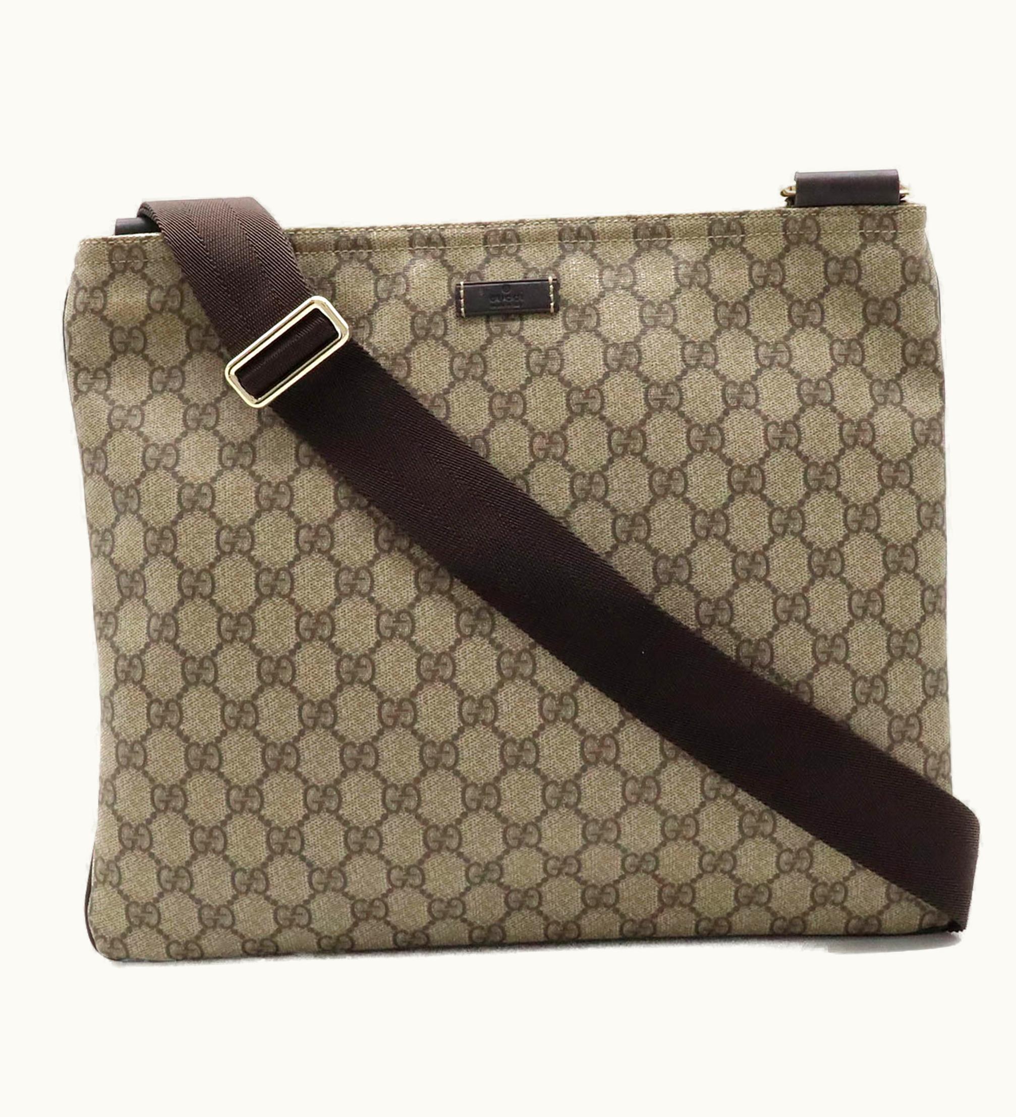 Gucci GG Supreme Plus Shoulder Bag Pvc Leather Beige Brown Dark 201446