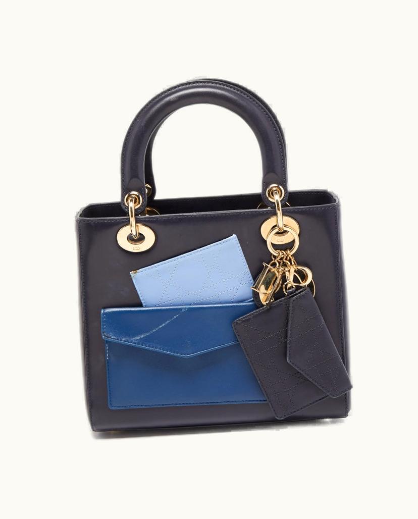 Dior Midnight Blue Leather Medium Pockets Lady