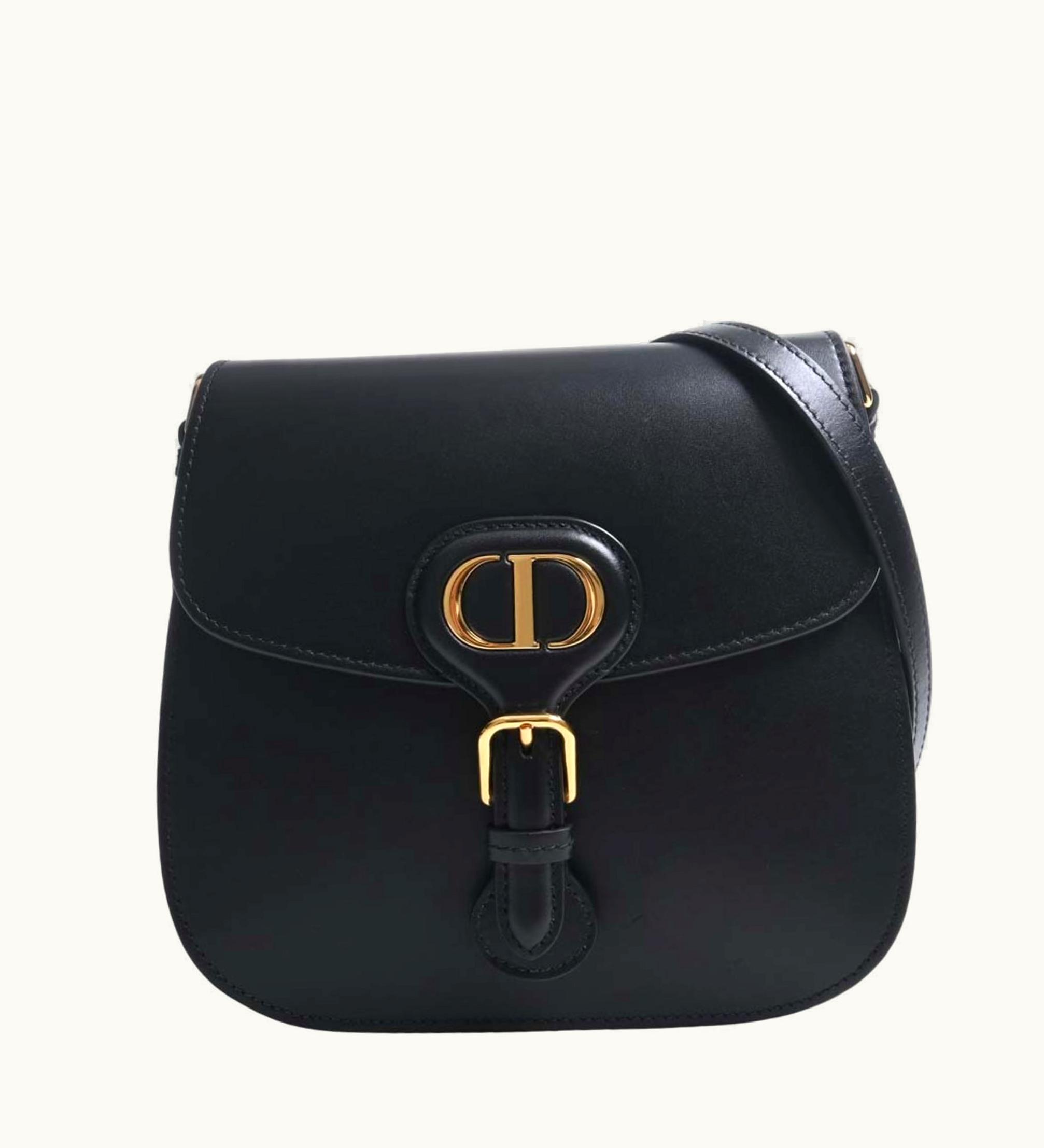 Dior Christian Dior Leather Bobby Frame Bag Shoulder Black Women's