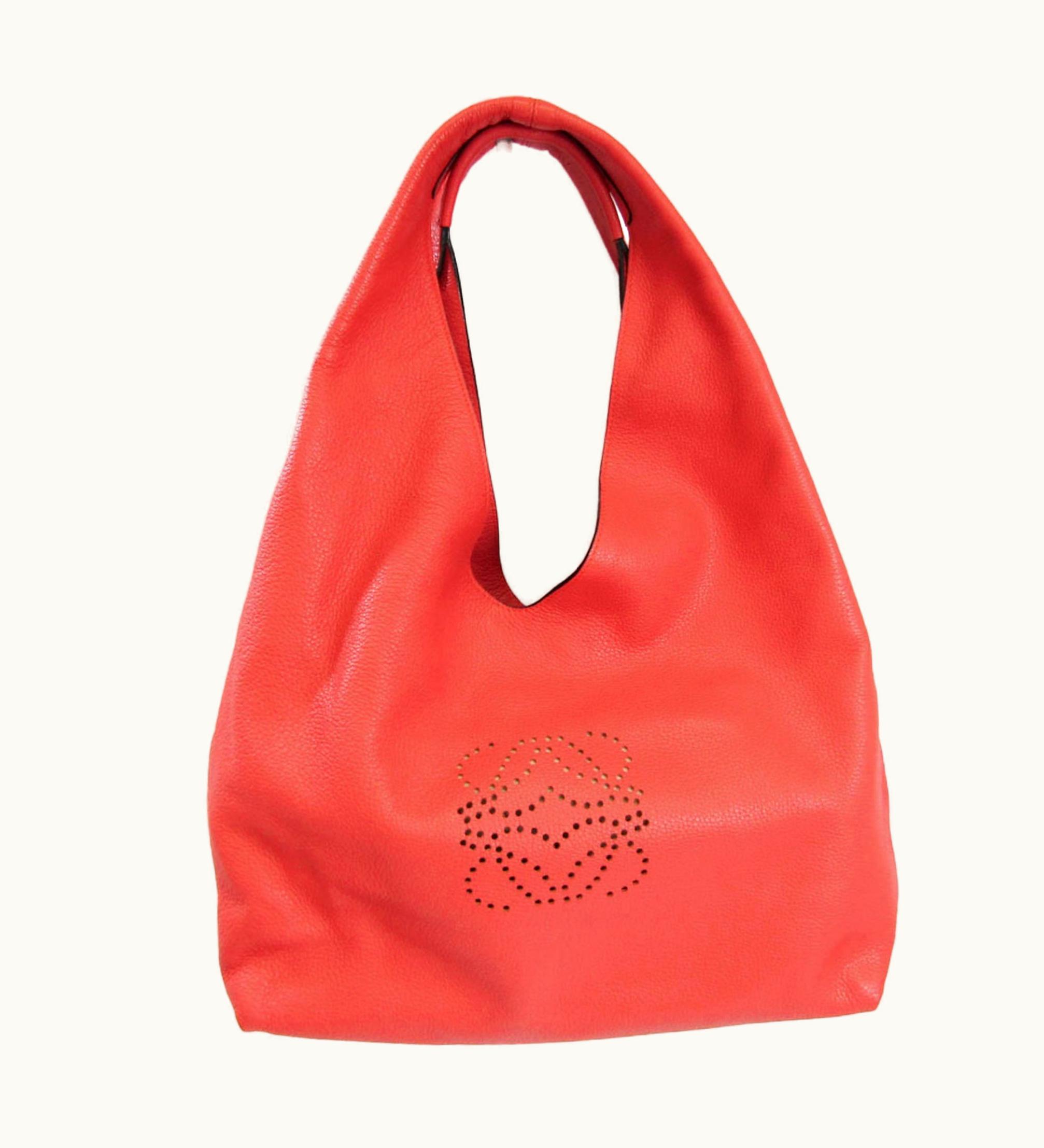 Loewe Dunas 386.79.H42 Women's Leather Shoulder Bag Pink Red