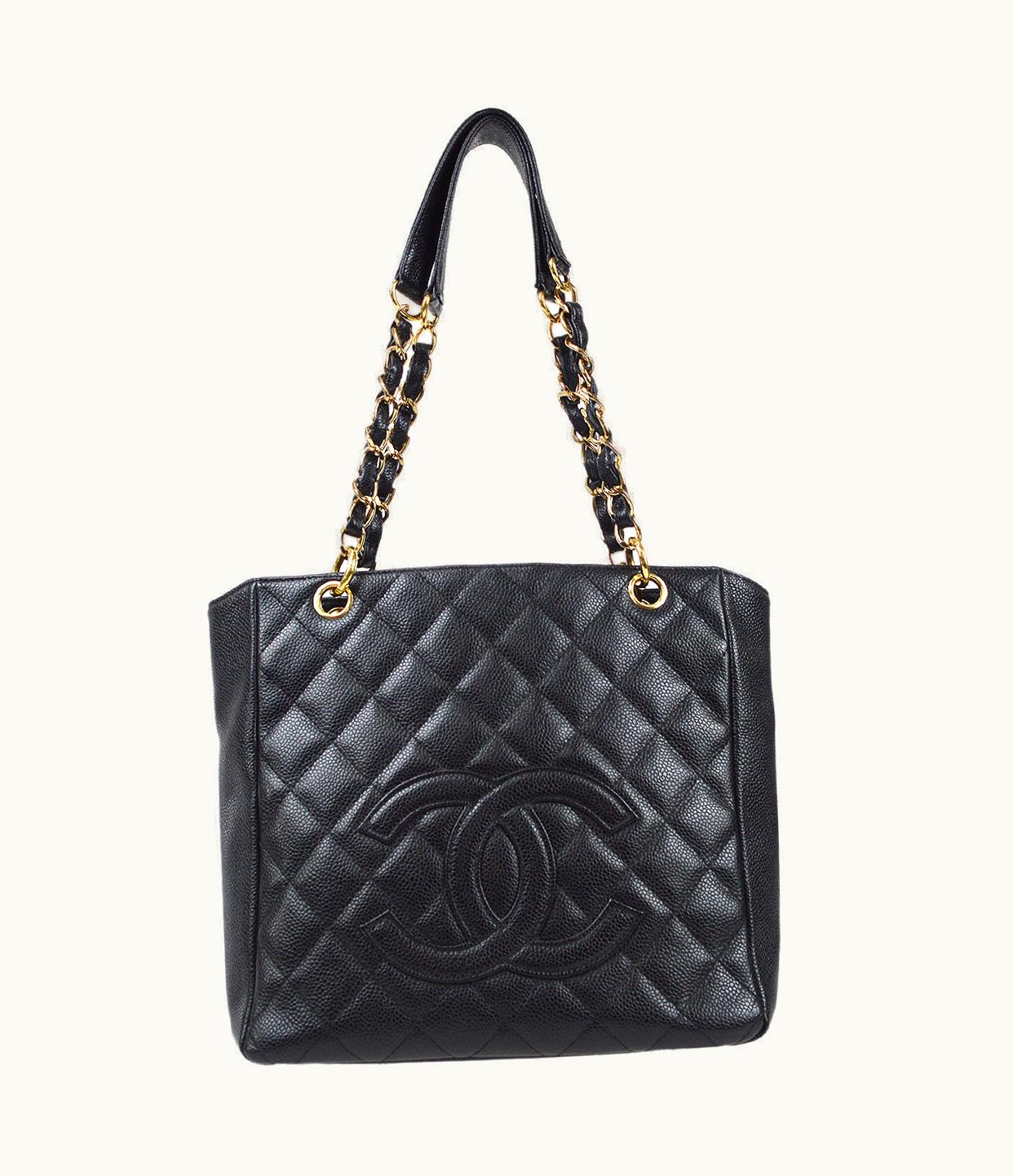 Chanel 2004-2005 Petite Shopping Tote Pst Black Caviar 97514