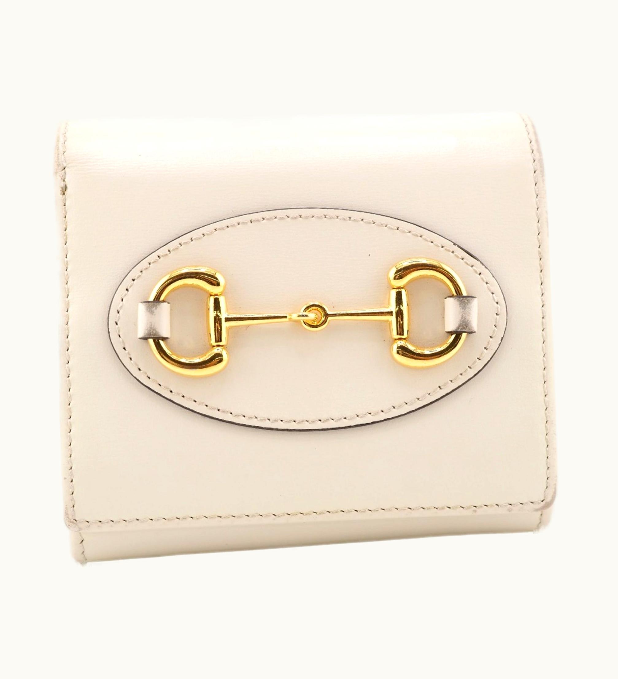 Gucci 621891 Horsebit Bifold Wallet White Ladies