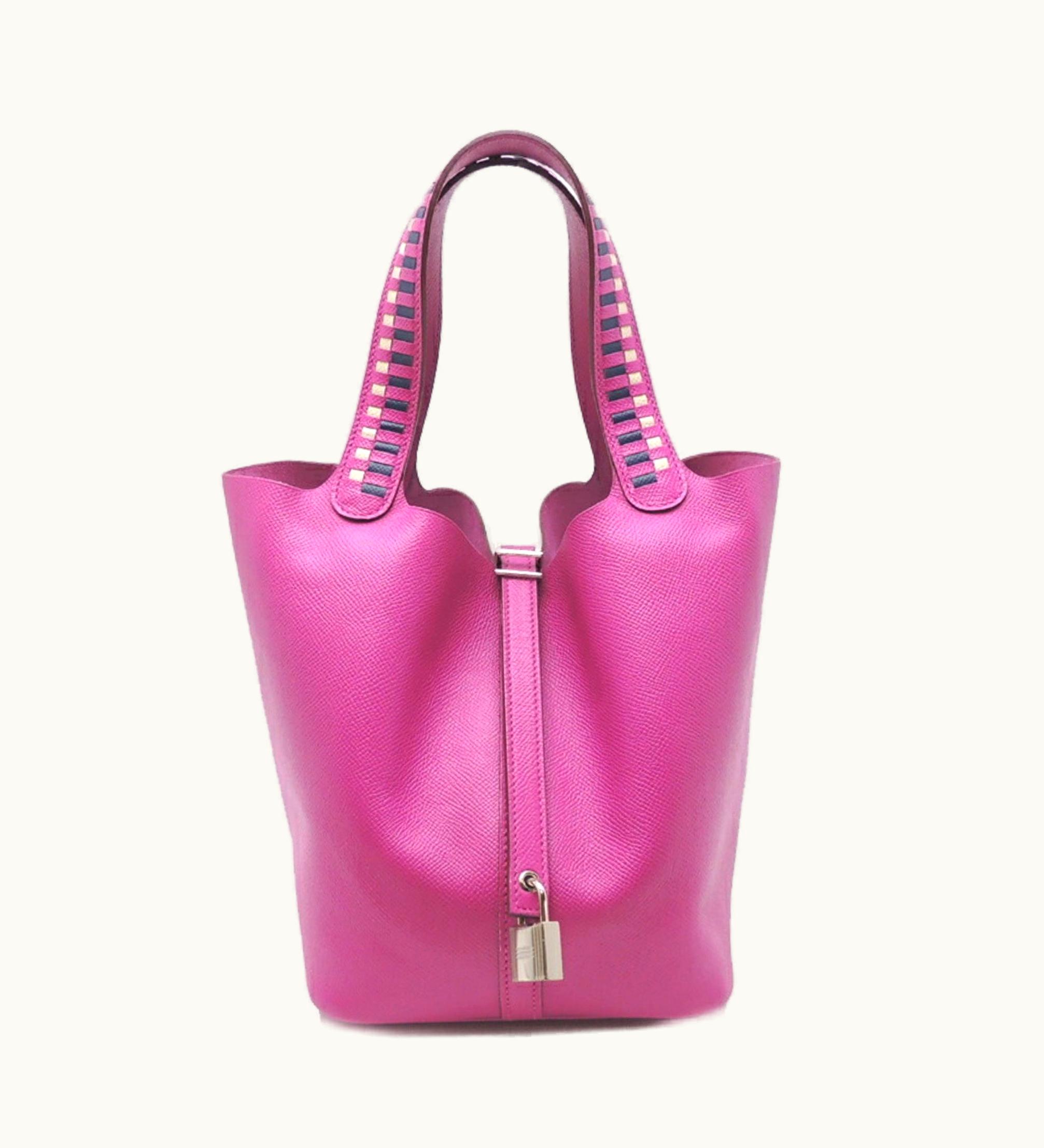 Hermès Picotin Lock MM Tresage C Engraved (Made In 2018) Ladies Handbag Epson Magnolia Blue Saphir Cle