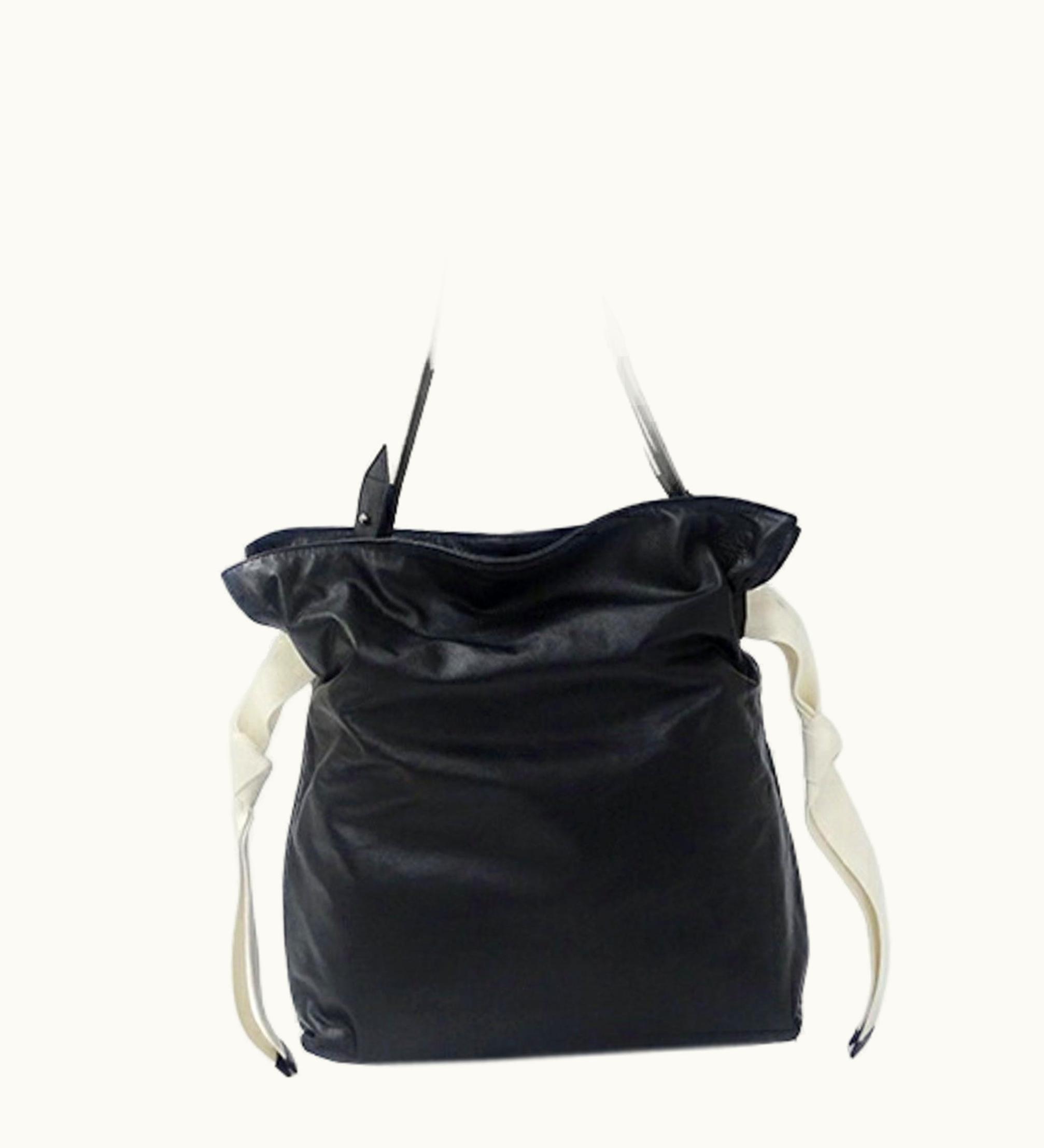 Loewe Bag Lady's Shoulder Tote 2Way Anagram Lambskin Leather Black