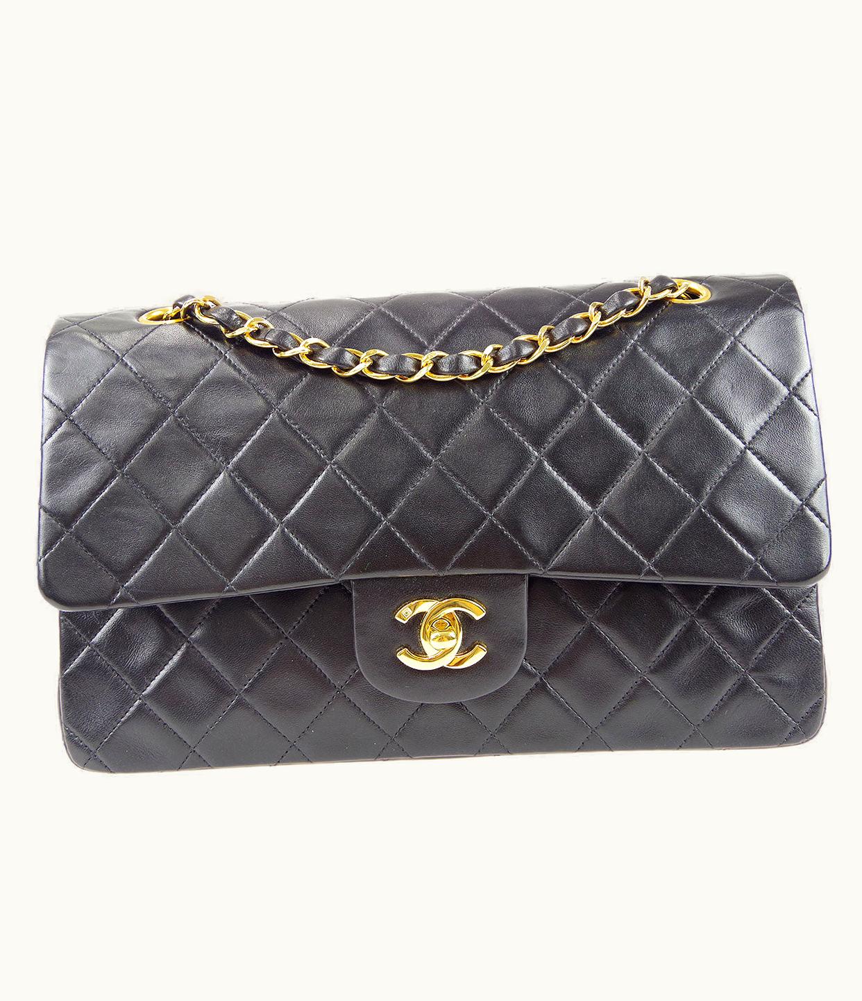Chanel Chanel Classic Double Flap Medium Shoulder Bag Black Lambskin 78308
