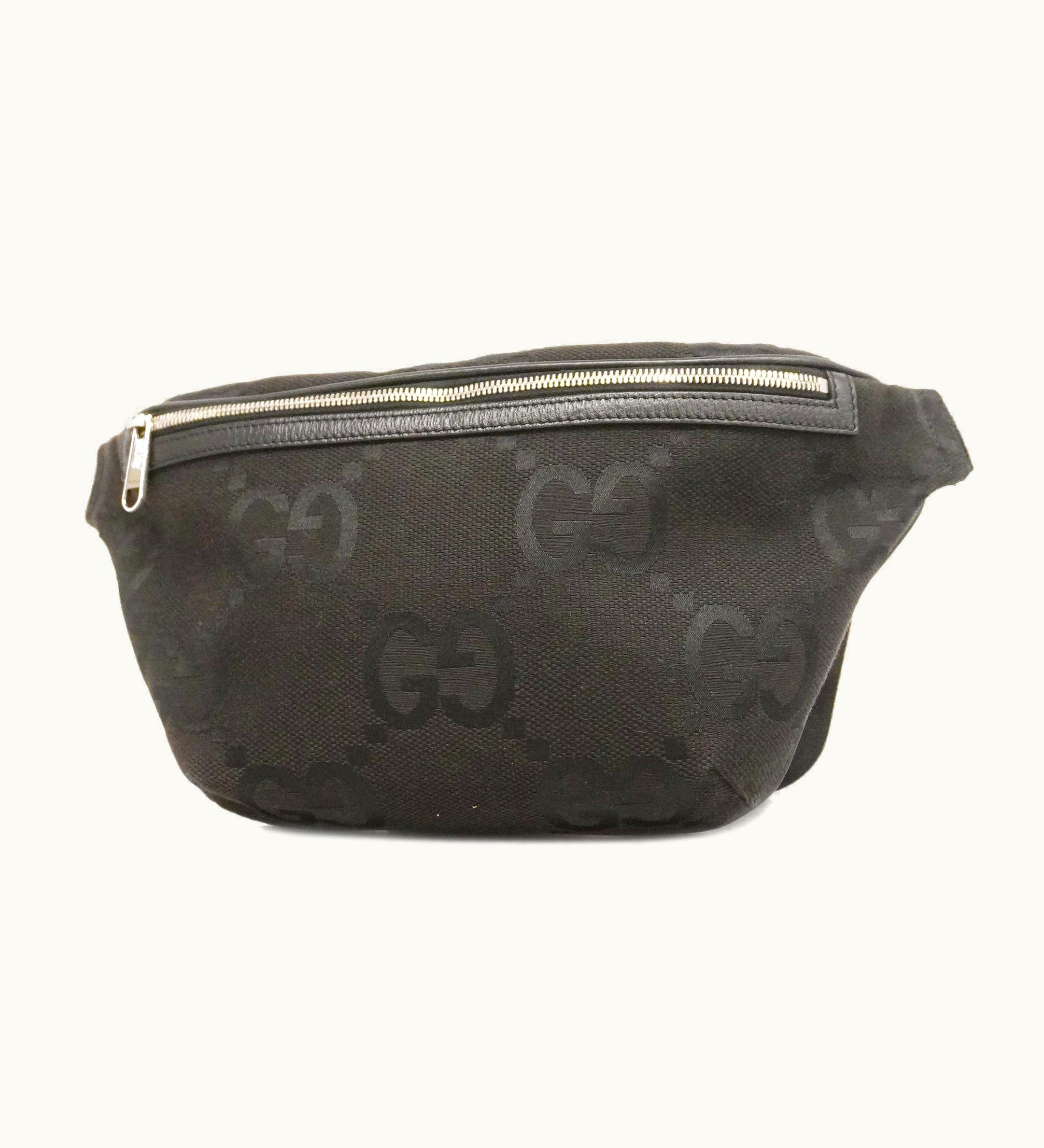 Gucci Gucci Jumbo GG Jumbo GG 696031 Unisex Canvas Sling Bag Black