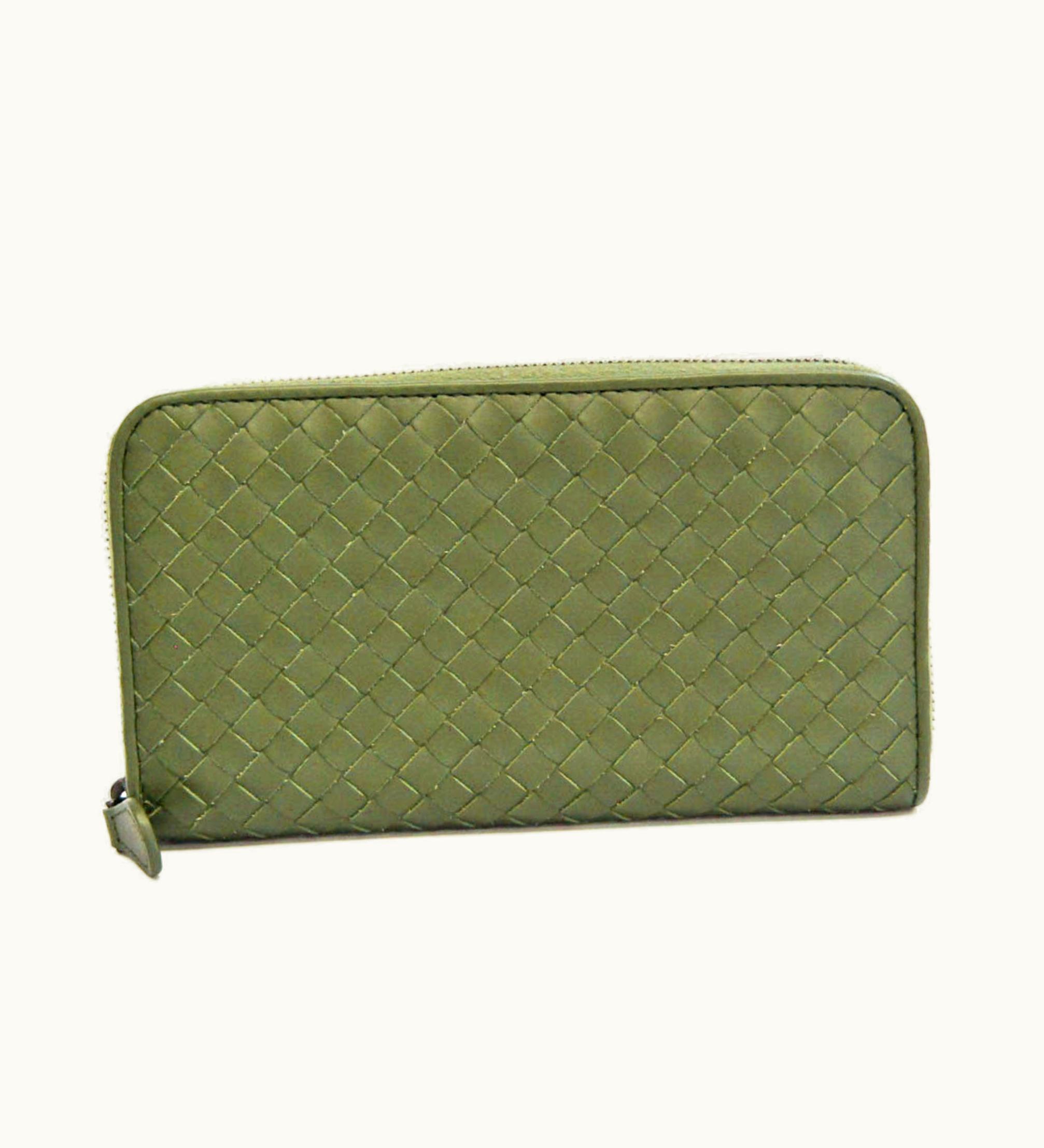 Bottega Veneta Bottega Veneta Intrecciato Men, Women Leather Long Wallet [Bi-Fold] Green