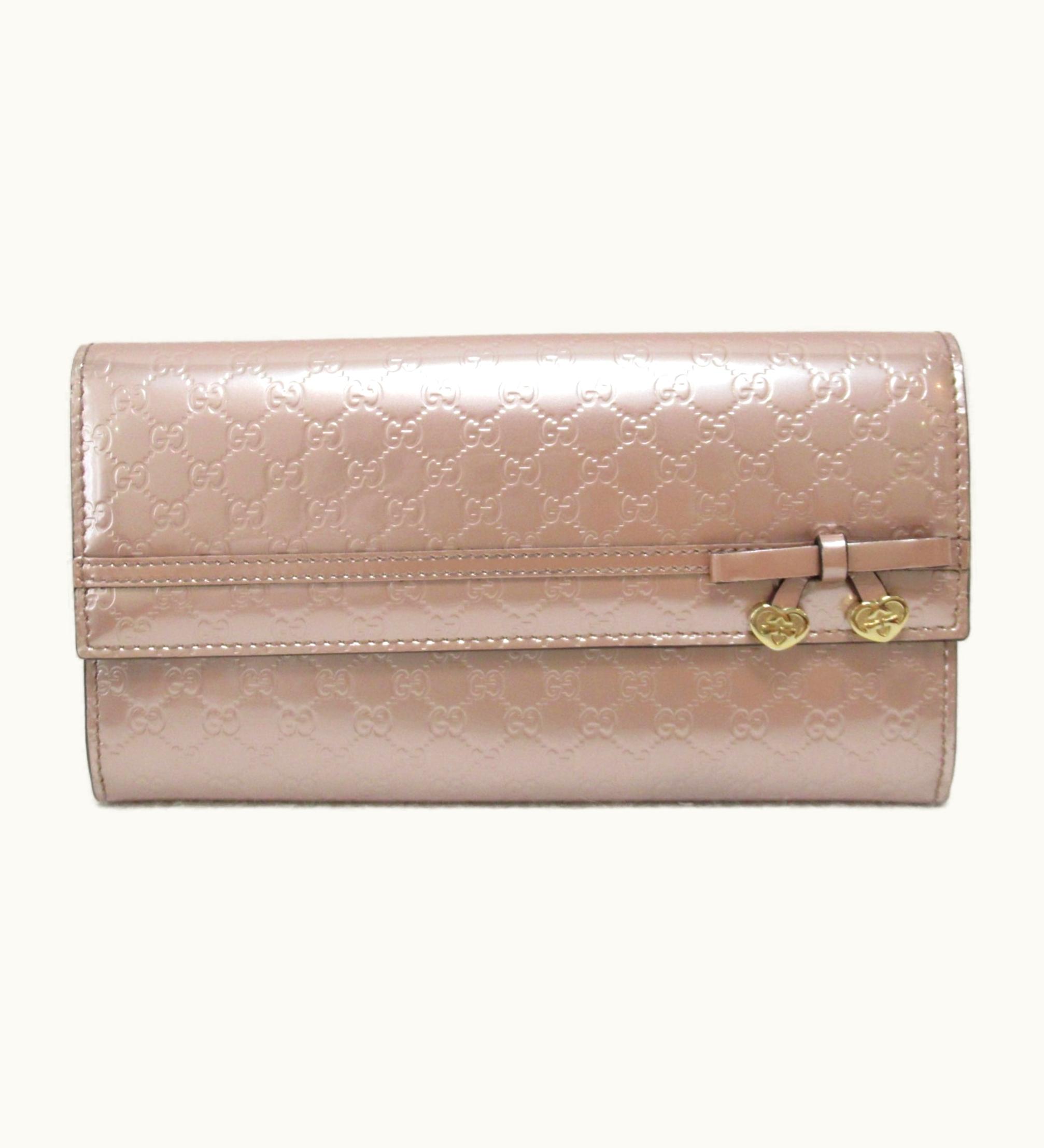 Gucci Gucci Ribbon Charm Wallet Pink Rose Gold Enamel 258405