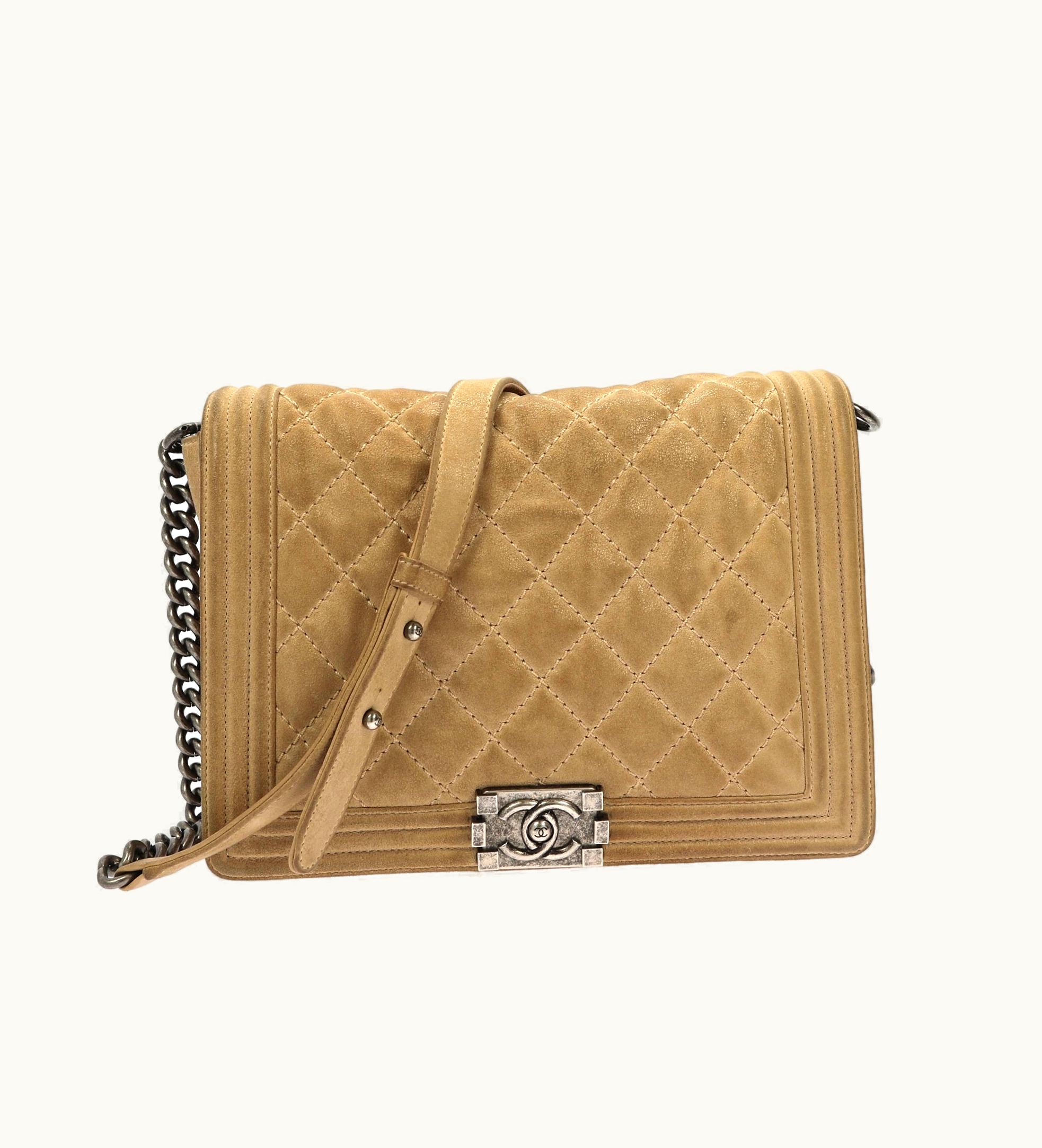Chanel Chanel Boy Shoulder Bag In Beige Suede