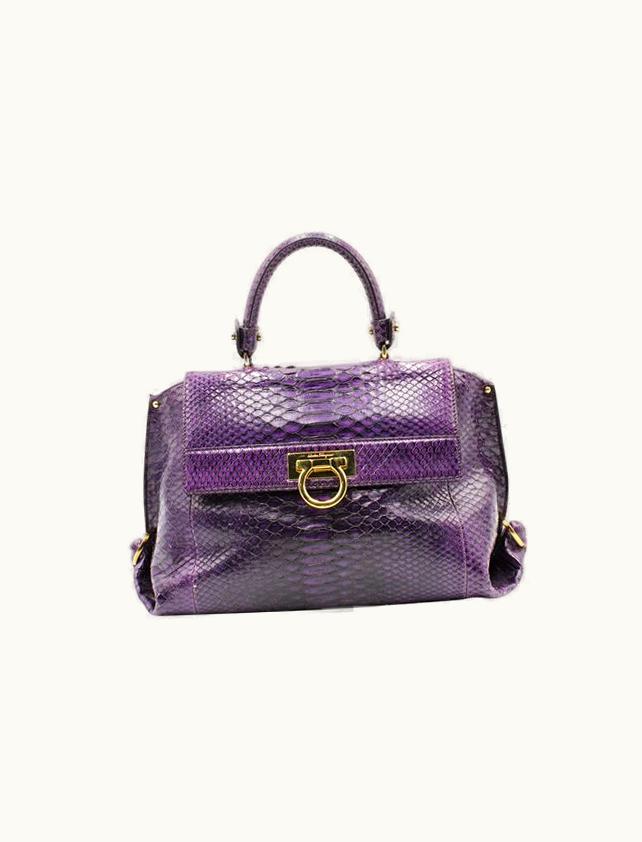 Salvatore Ferragamo Salvatore Ferragamo Purple Python Sofia Medium Bag
