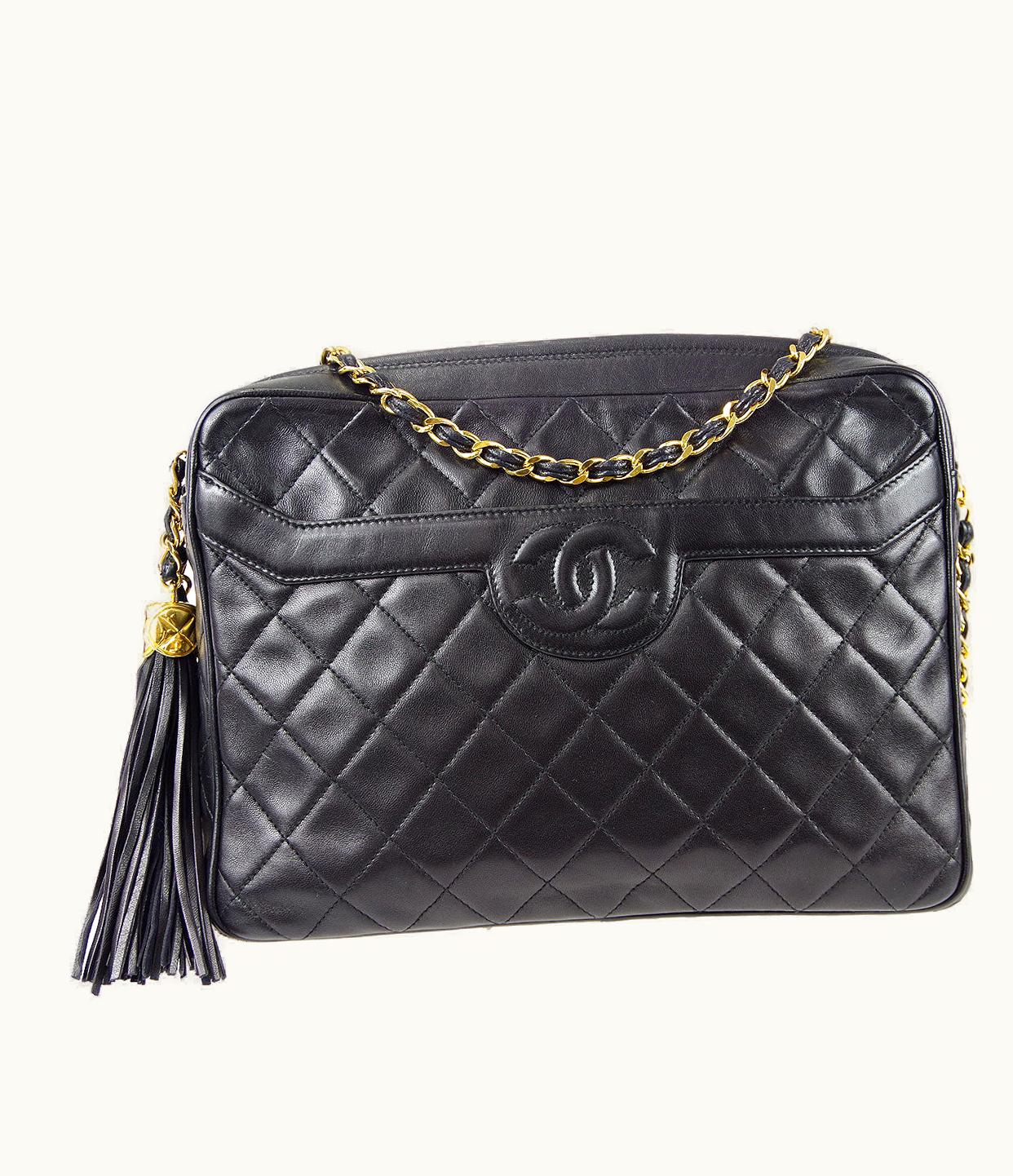 Chanel Chanel Fringe Chain Shoulder Bag Black Lambskin 67936