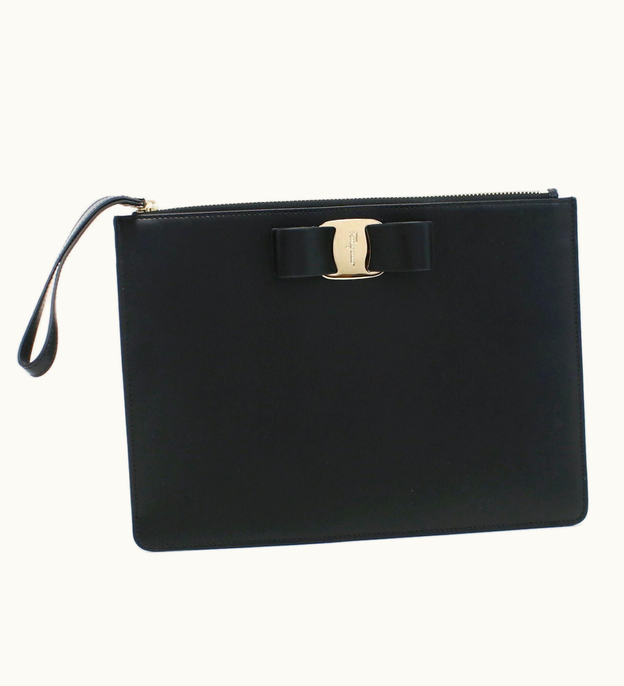 Salvatore Ferragamo Salvatore Ferragamo Ferragamo 22-D547 Clutch Bag Calf Black Ladies