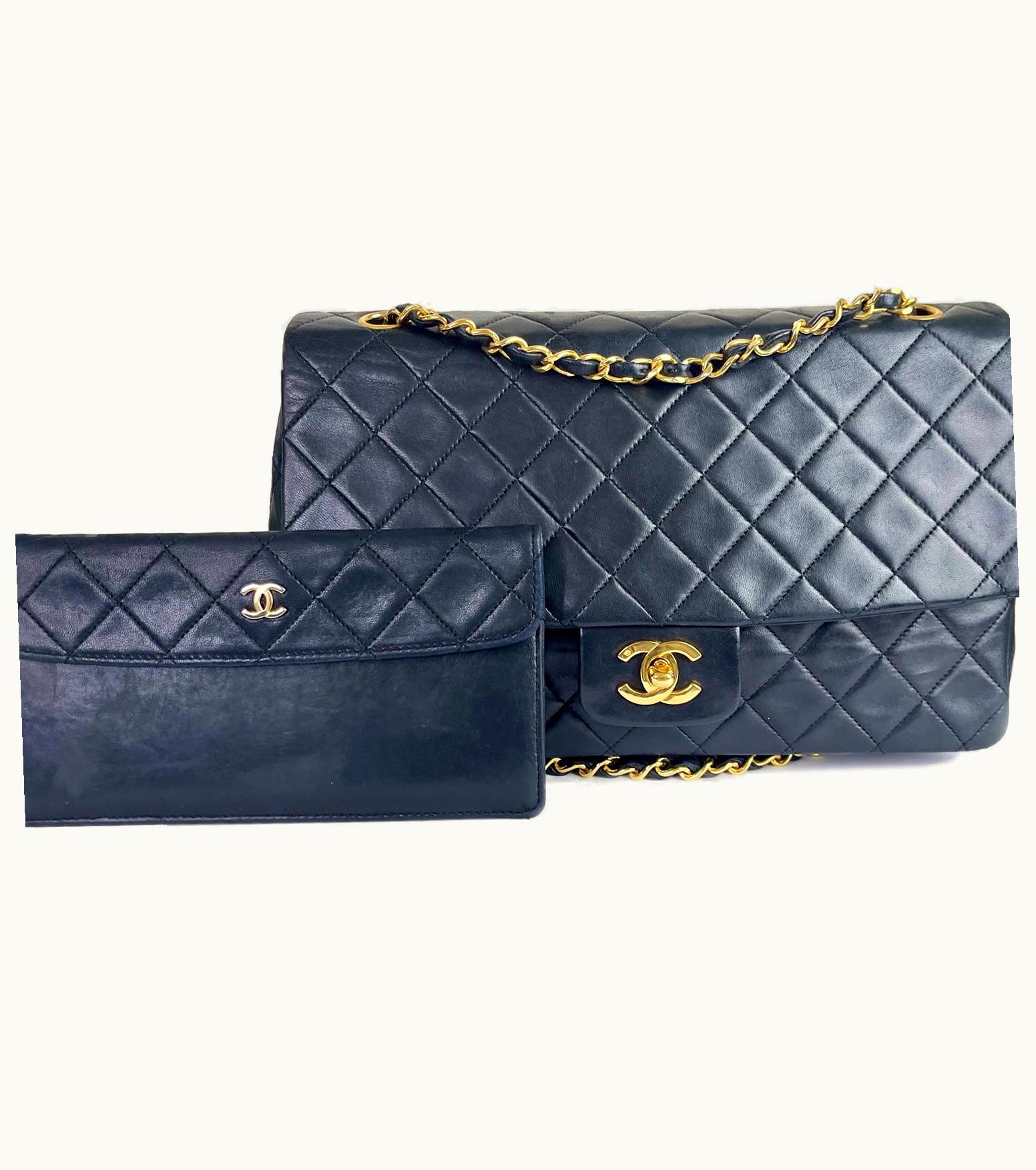 Chanel Chanel Classic Flap Vintage Wallet Shoulder Bag Set Black