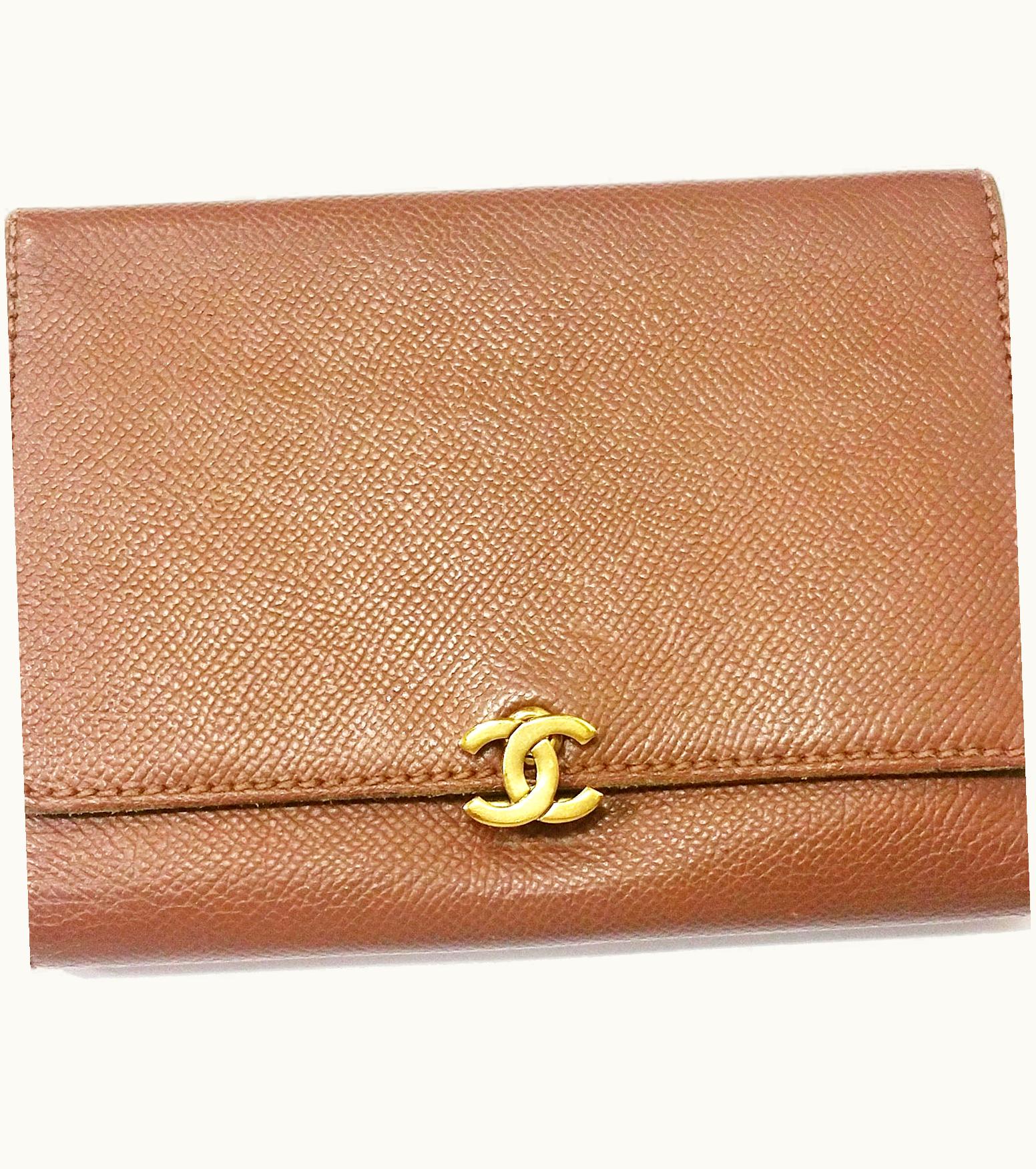 Chanel Chanel Vintage Brown Caviar Tri-Fold Wallet