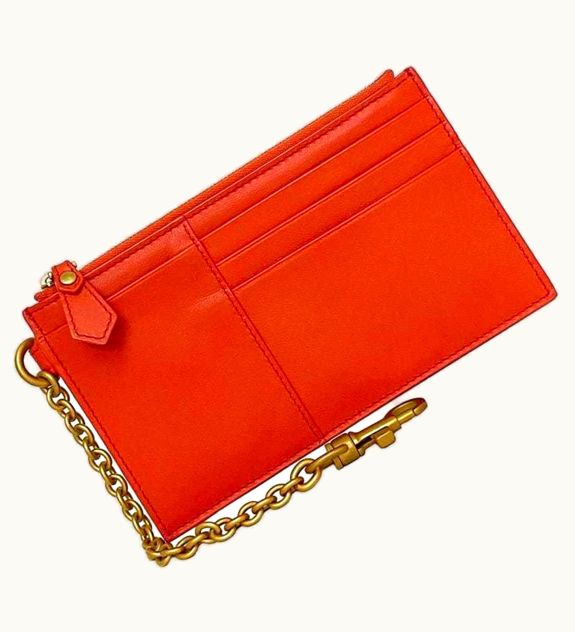 Bottega Veneta Bottega Veneta Coin Case Orange Gold 567190 Leather Gp