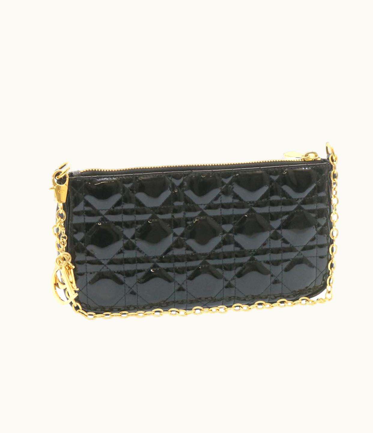 Dior Dior Christian Dior Chain Lady Dior Accessory Pouch Enamel Black