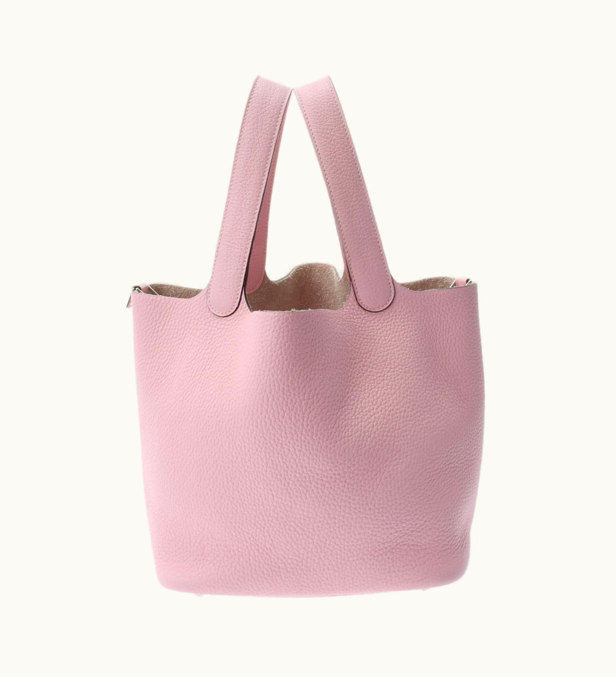 Hermès Hermès Picotin Lock MM Rose Sakura Palladium Metal Fittings A Engraved (Around 2017) Women's Taurillon Clemence Handbag