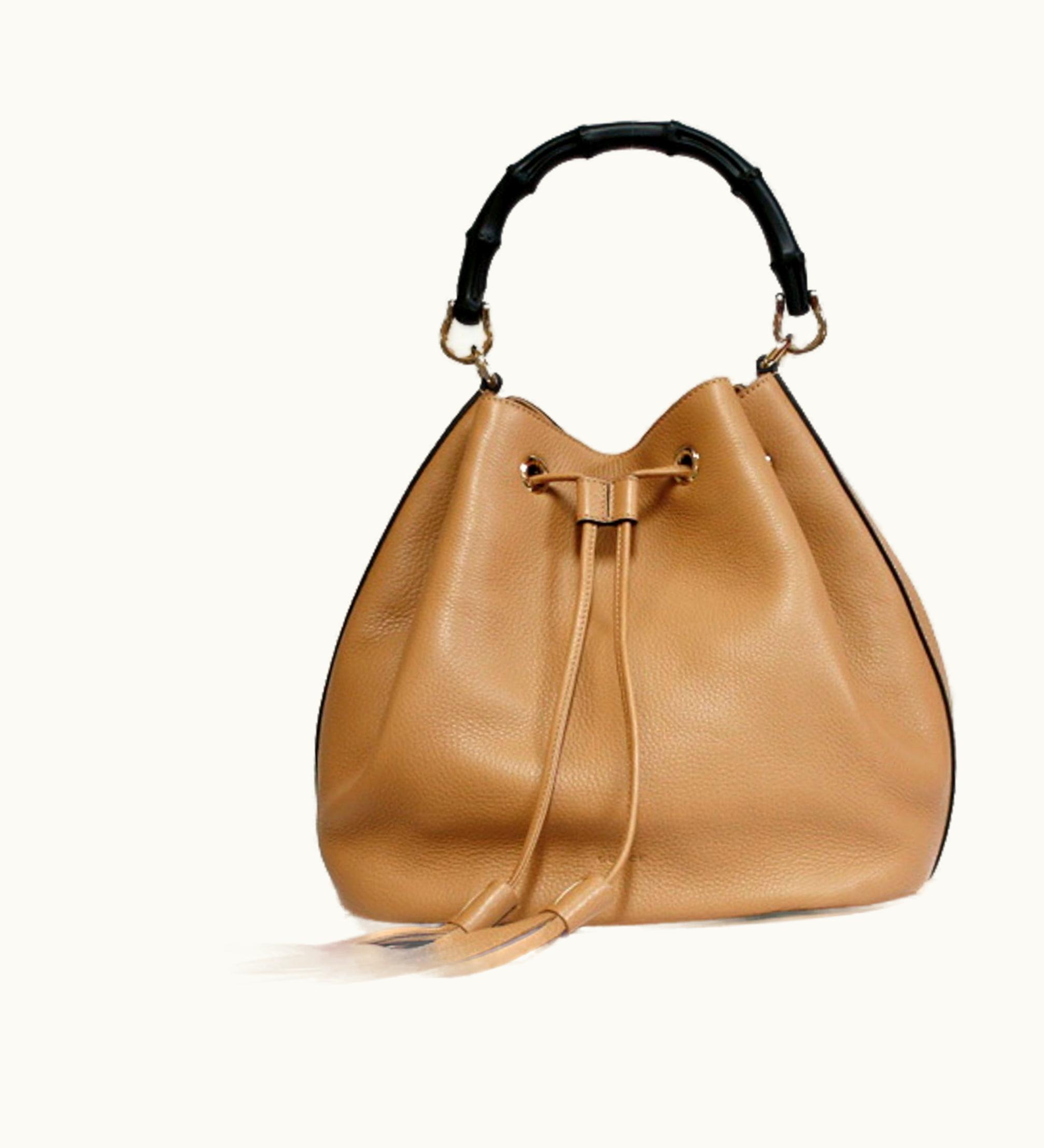 Gucci Gucci Shoulder Bag Bamboo Handbag Beige Women's Leather