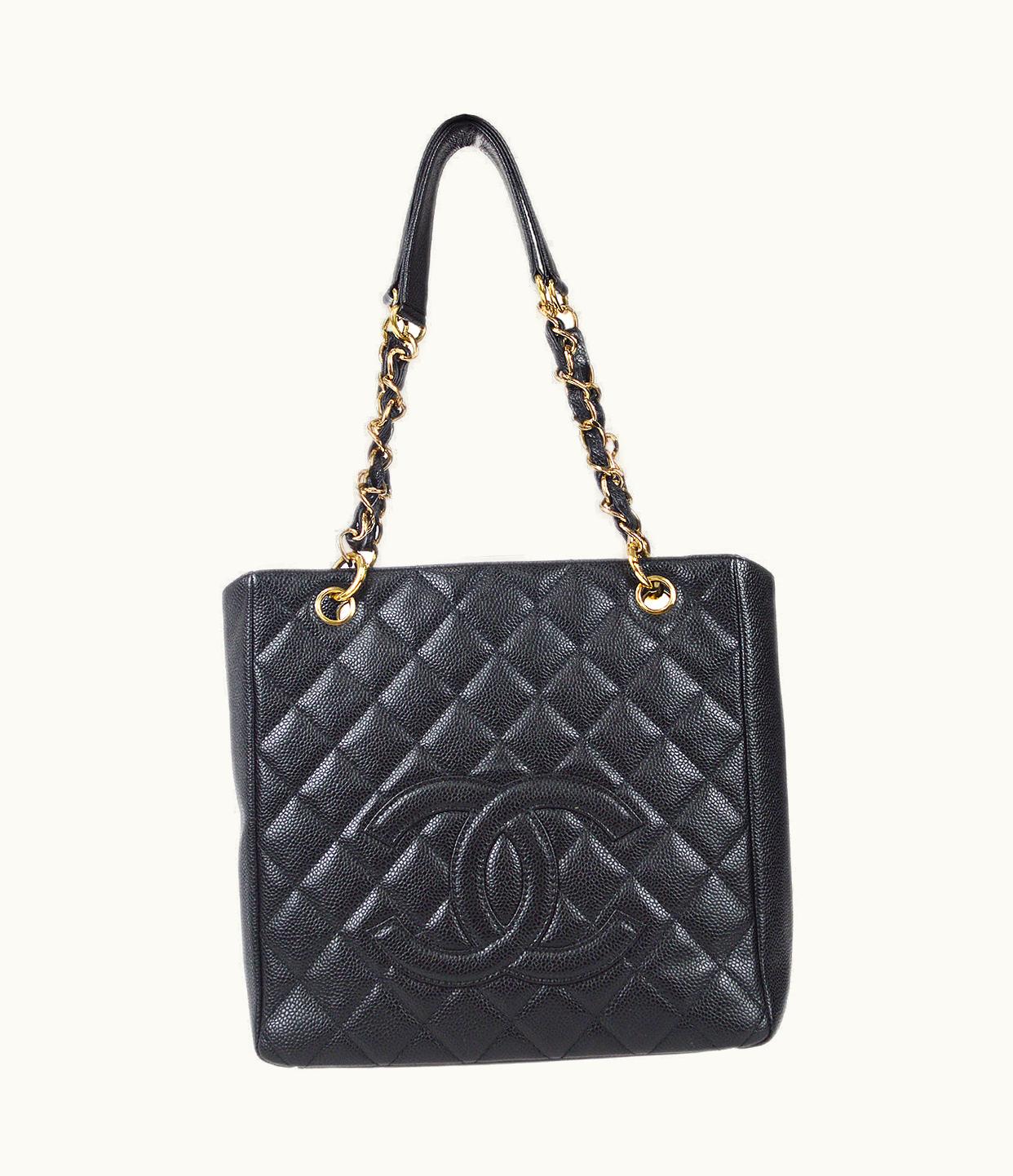 Chanel Chanel Petite Shopping Tote Pst Chain Tote Handbag Black Caviar 78552