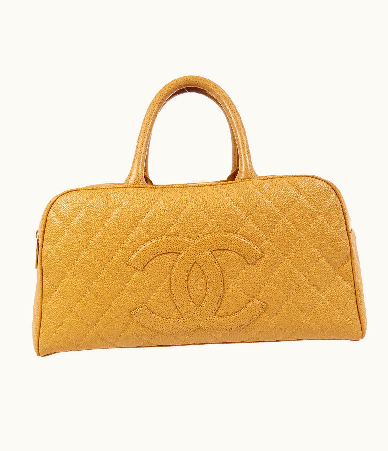 Chanel Chanel 2000-2001 Bowling Bag 37 Beige Caviar 97428
