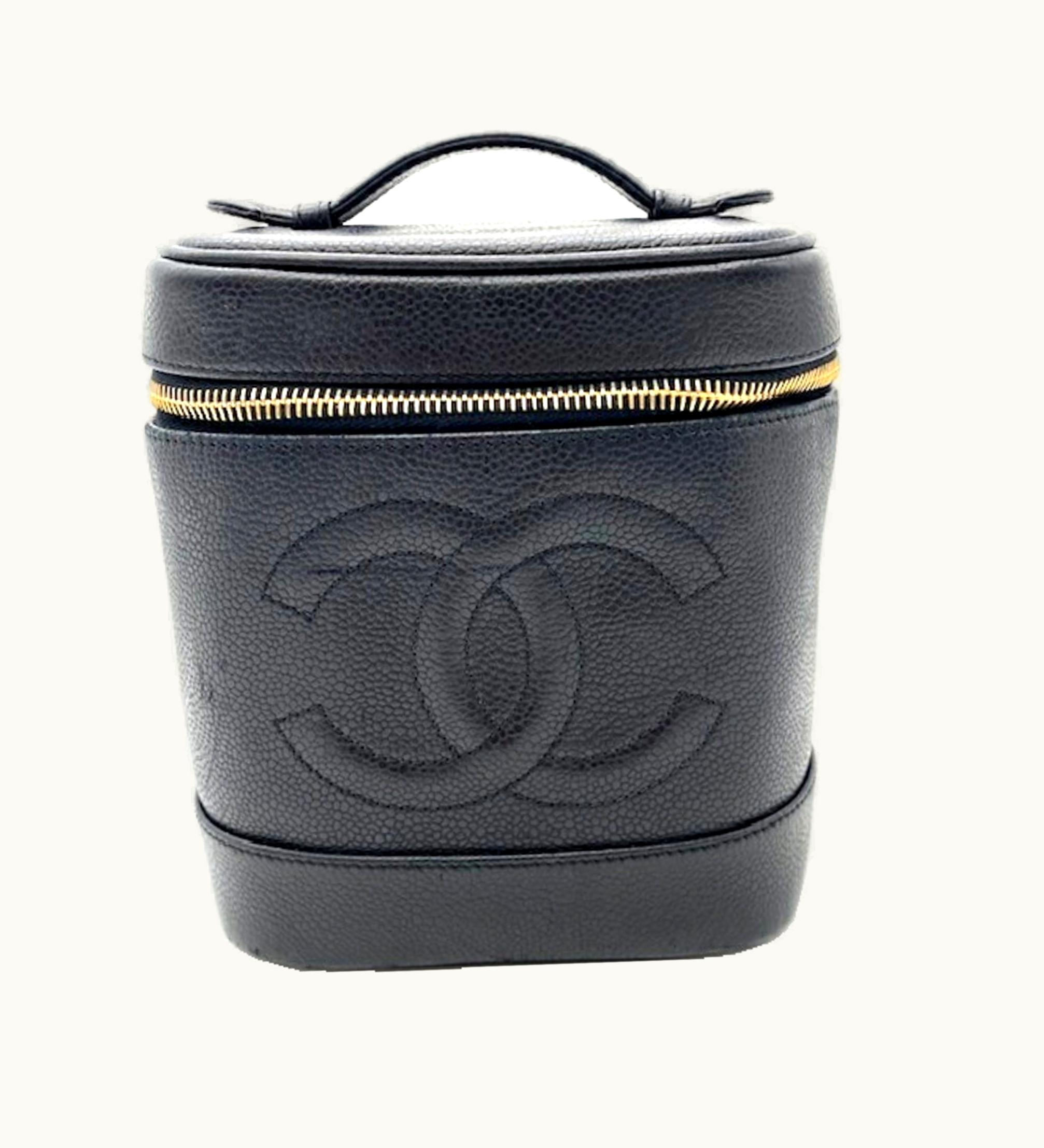 Chanel Chanel Vanity Bag Coco Mark Caviar Skin Women's Black