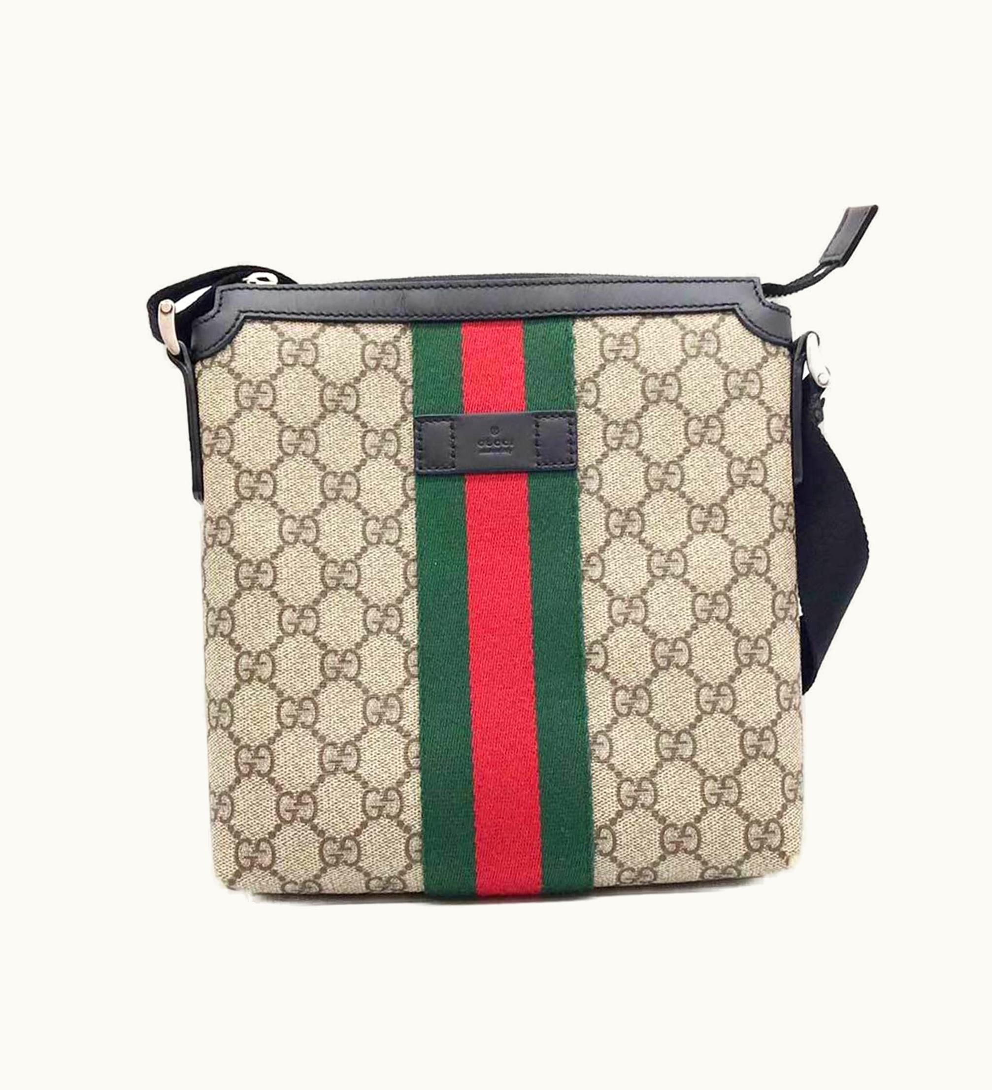 Gucci Gucci Shoulder Bag Sherry Line GG Canvas Leather 471454 Black Beige