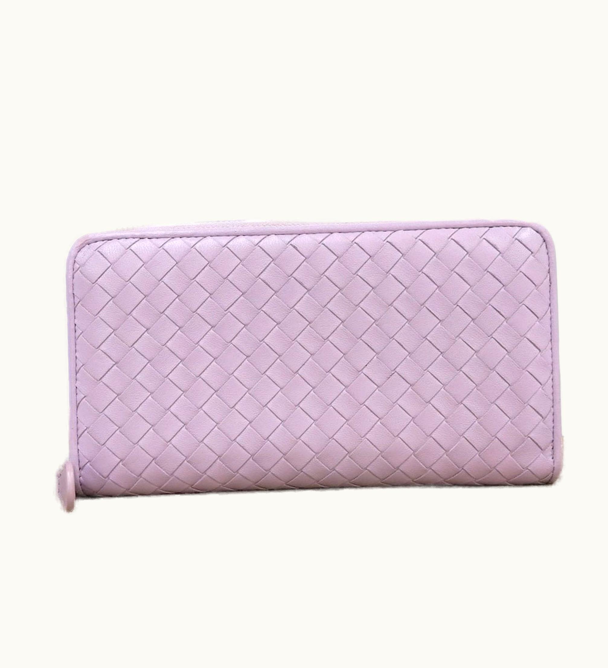 Bottega Veneta Bottega Veneta Intrecciato Round Zipper Long Wallet Leather Purple