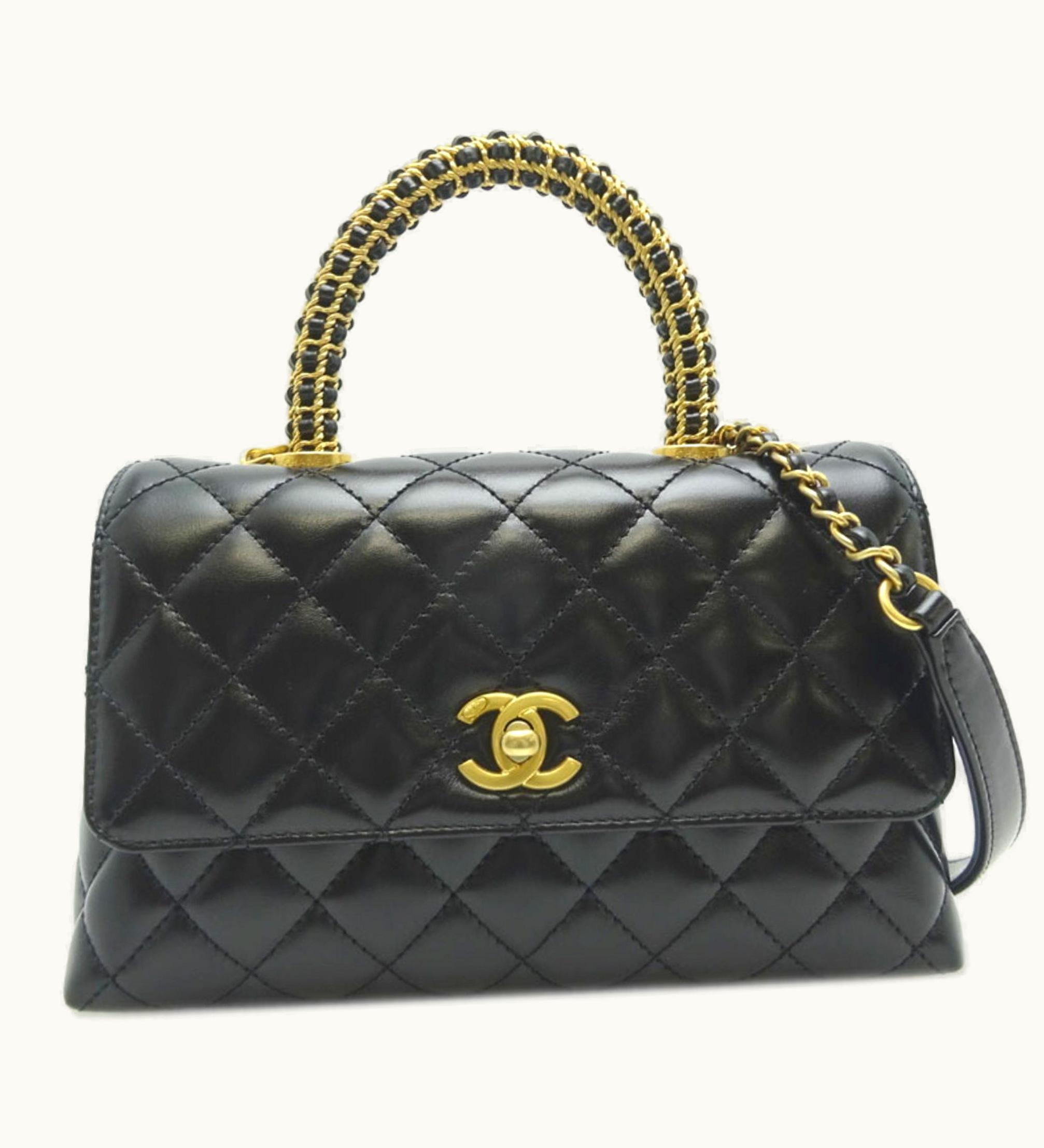 Chanel Chanel Matelasse Coco Handle 2Way Women's Handbag Lambskin Black