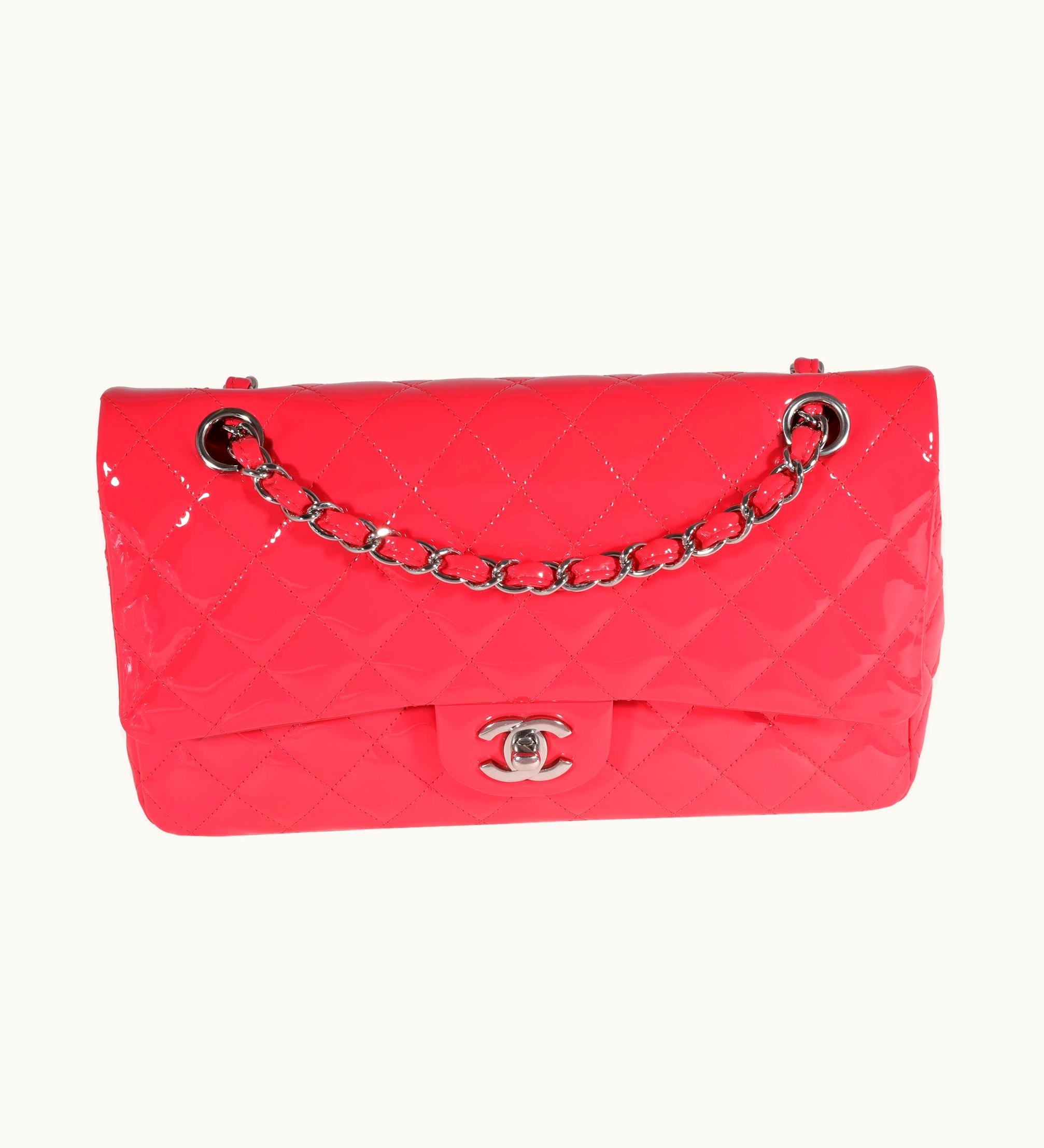 Chanel Chanel Candy Pink Quilted Patent Leather Medium Classic Double Flap Bag