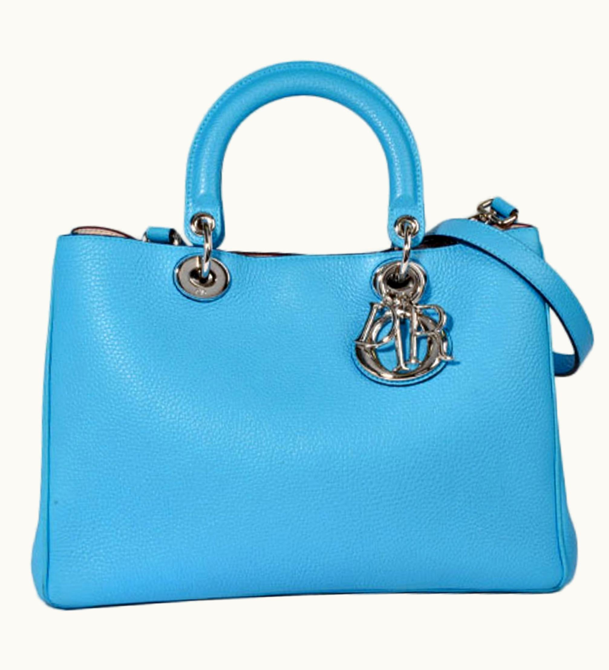 Dior Dior Christian Dior Diorissimo Strap Attached 2Way Handbag Blue Leather