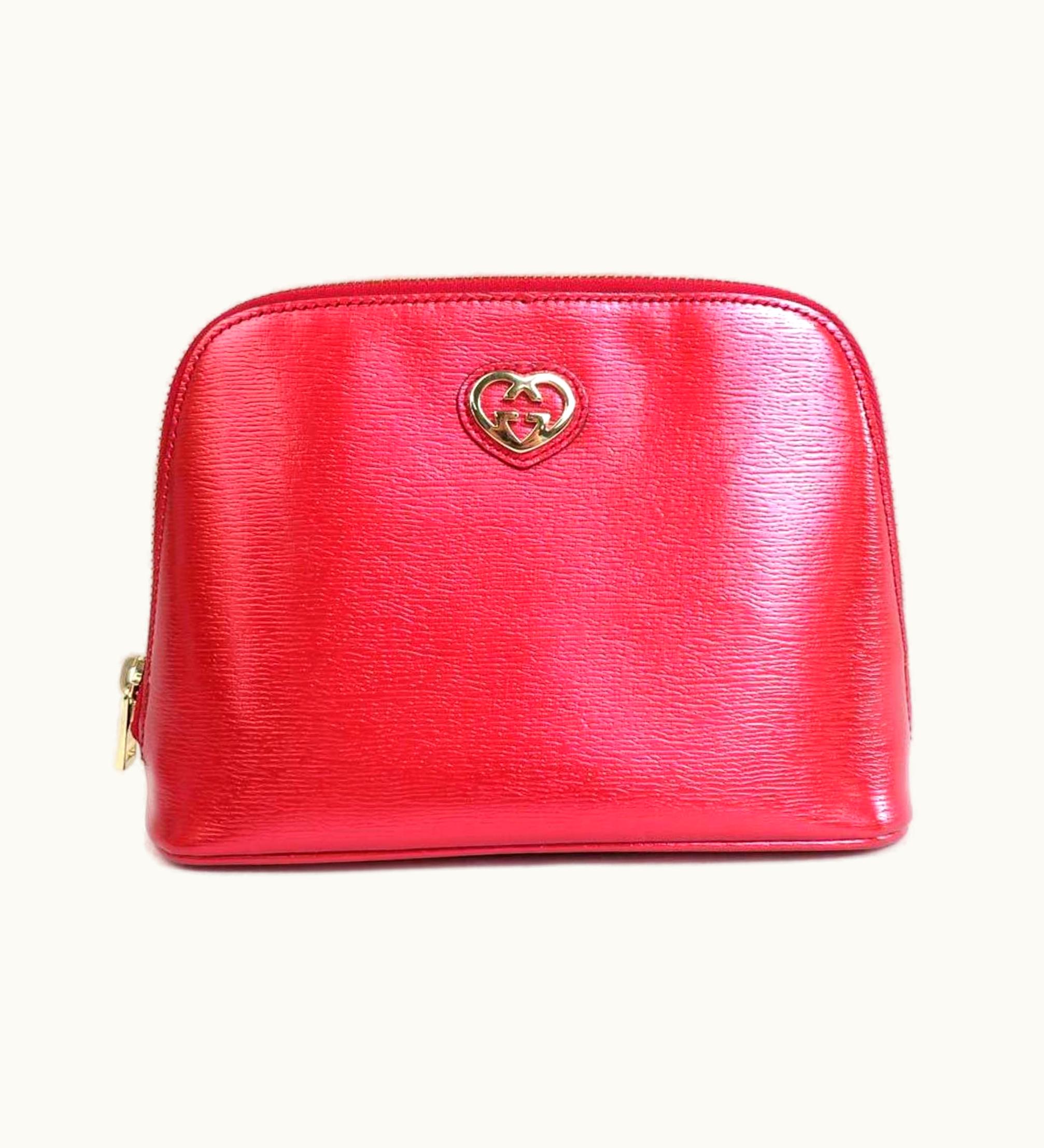 Gucci Gucci Pouch Leather Metallic Red Gold Ladies 338189