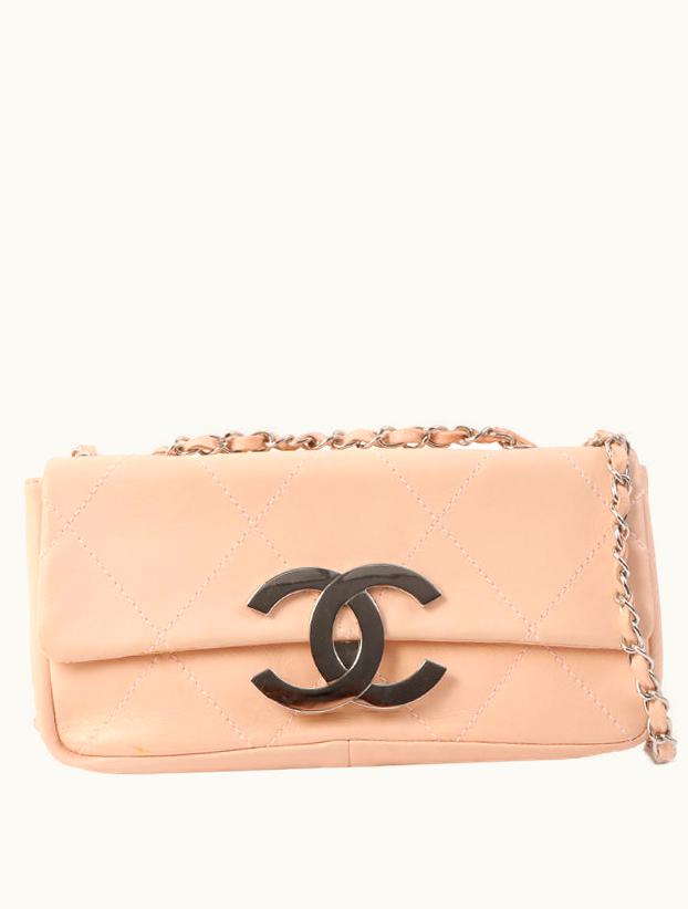 Chanel Chanel Around 2005 Made Wild Stitch Big CC Mark Plate Chain Bag Baby Pink
