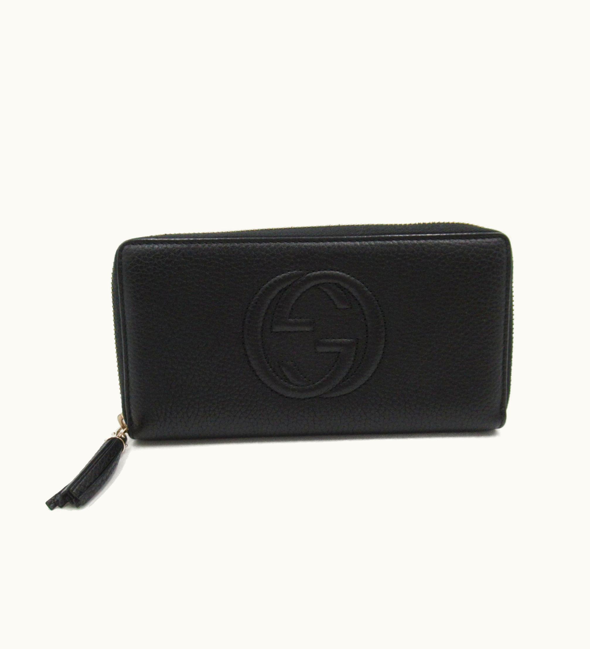 Gucci Gucci Soho Zip Around Long Wallet Black Leather 308004