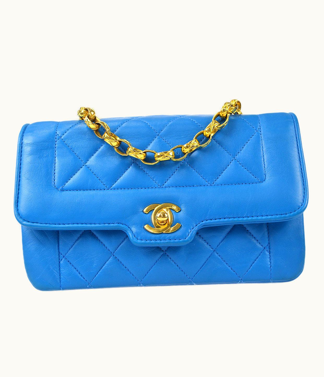 Chanel Chanel * 1989-1991 Border Flap Mini Blue Lambskin 78426