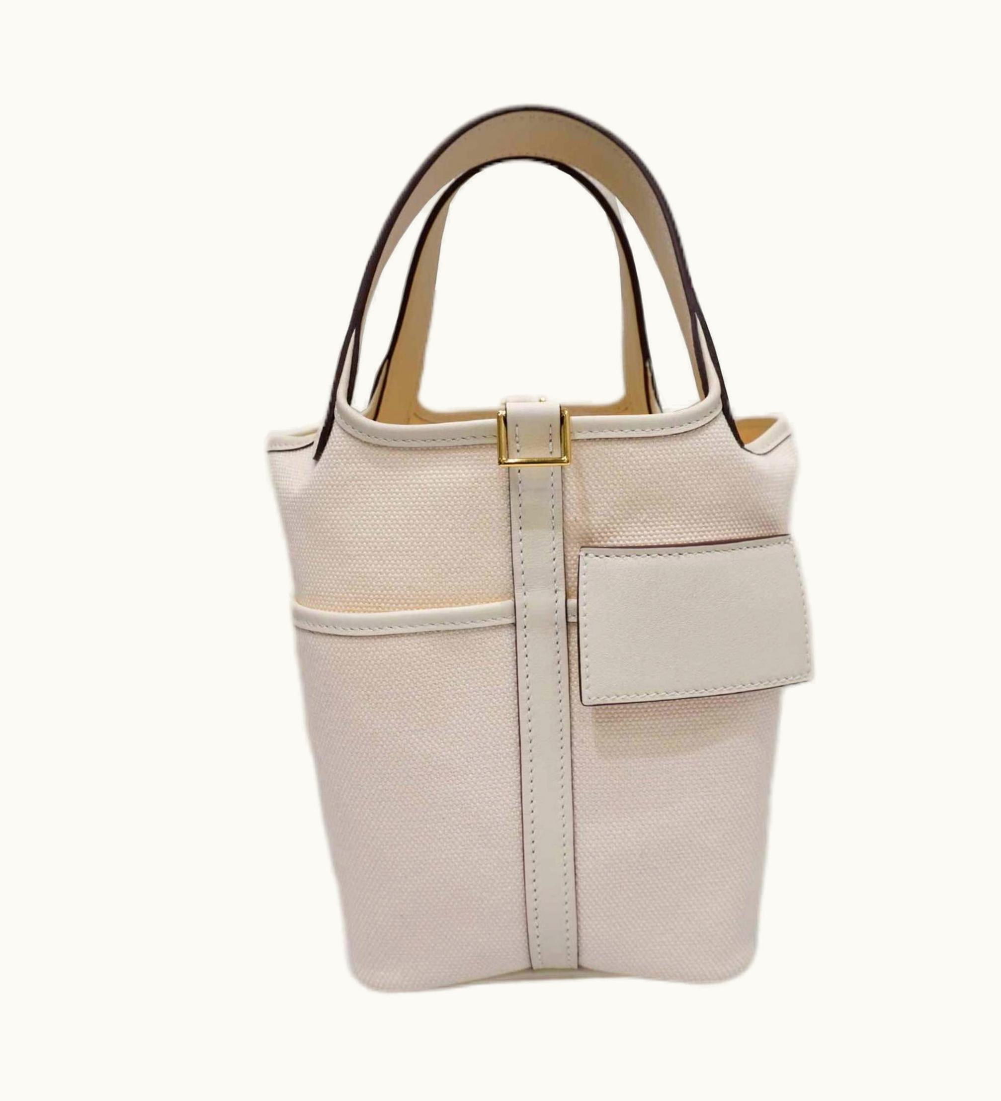 Hermès Hermès Picotin Cargo PM Handbag Tote Bag Nata [G Metal Fitting] Toile Leather Swift U Engraved Women's